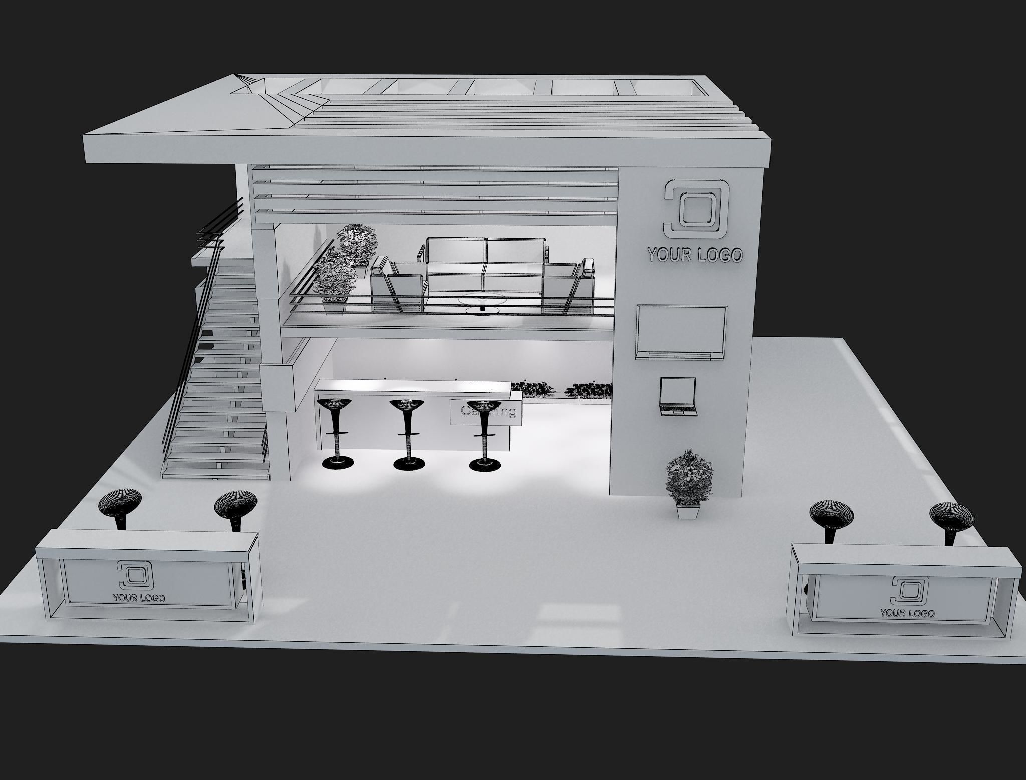 Booth Exhibition Stand a61 3D model_11