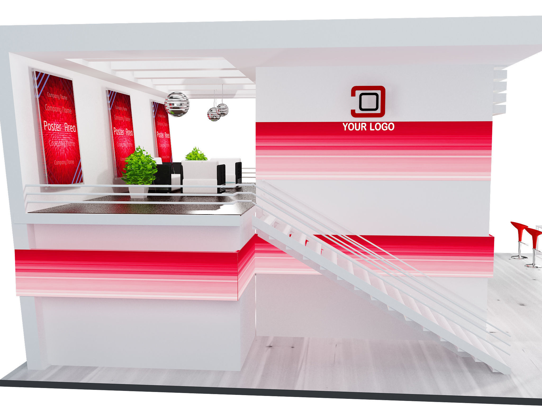 Booth Exhibition Stand a61 3D model_12