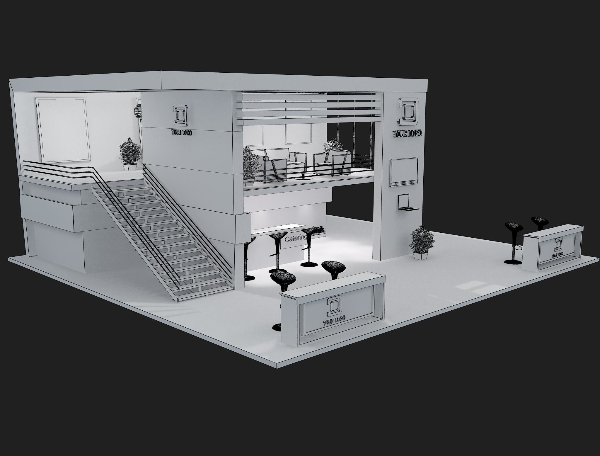 Booth Exhibition Stand a61 3D model_3