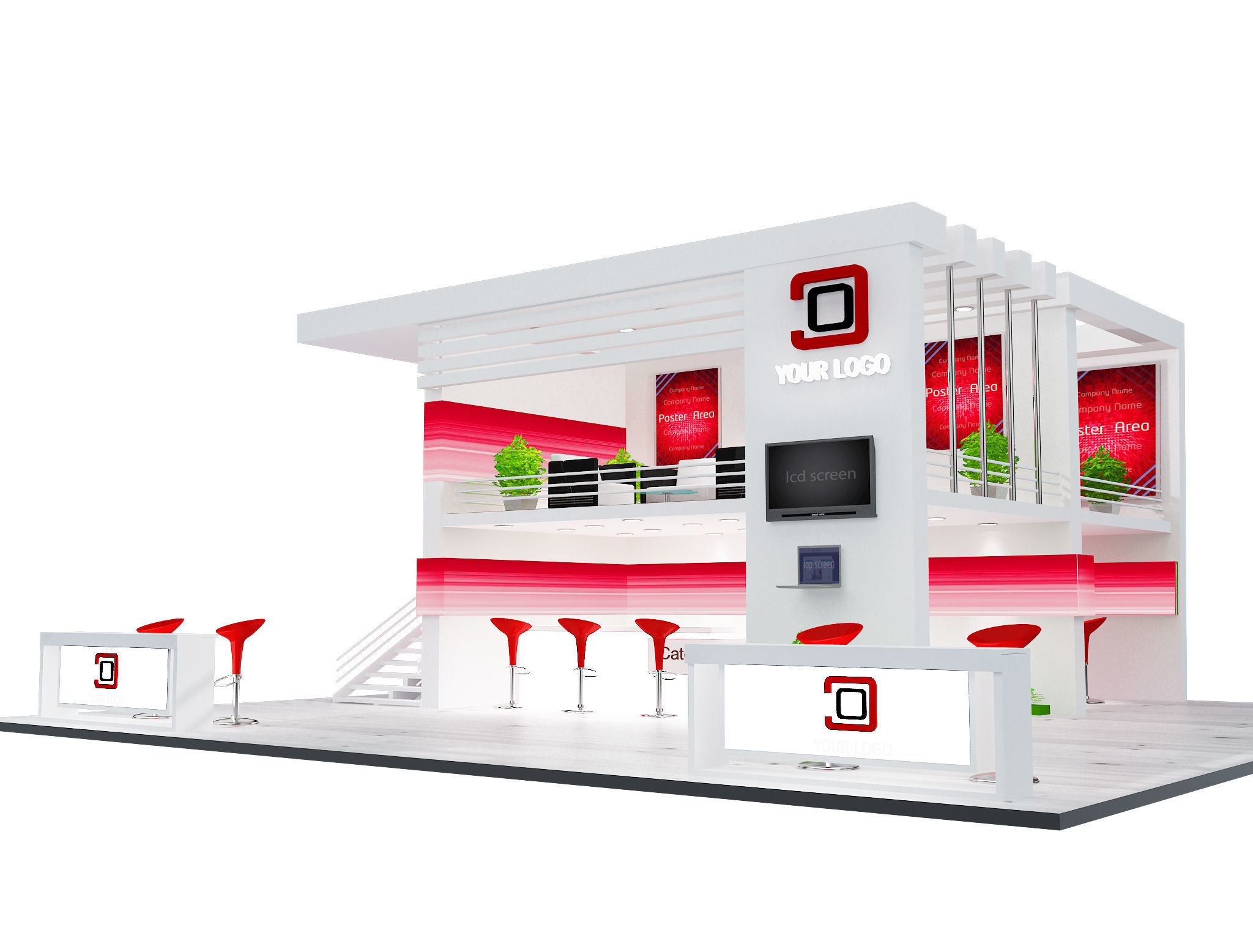 Booth Exhibition Stand a61 3D model_4