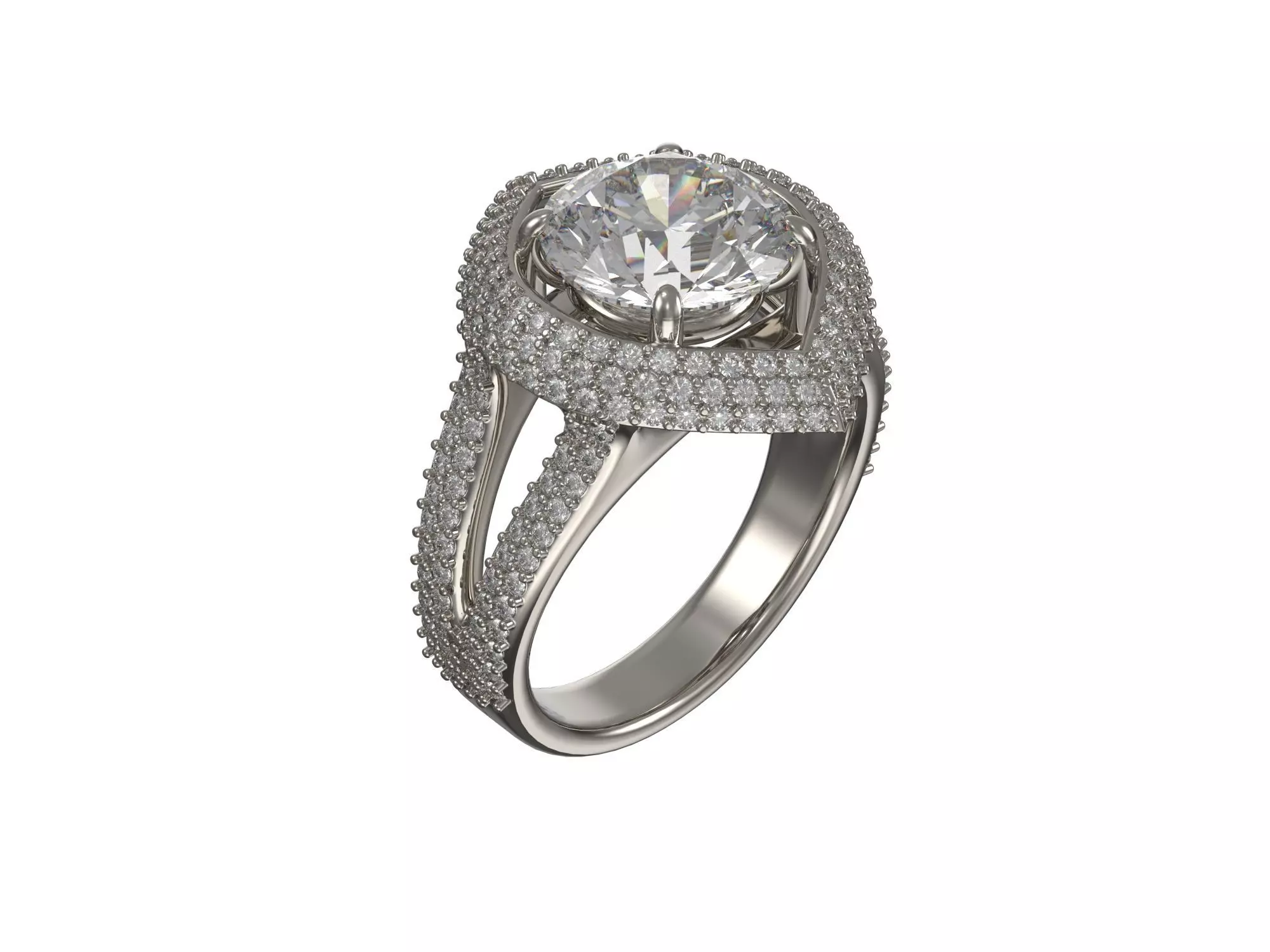 1051-Custom ring with round diamond 3D print model