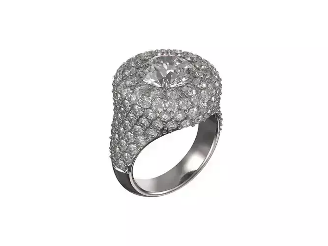 Custom ring with round diamond - 1052