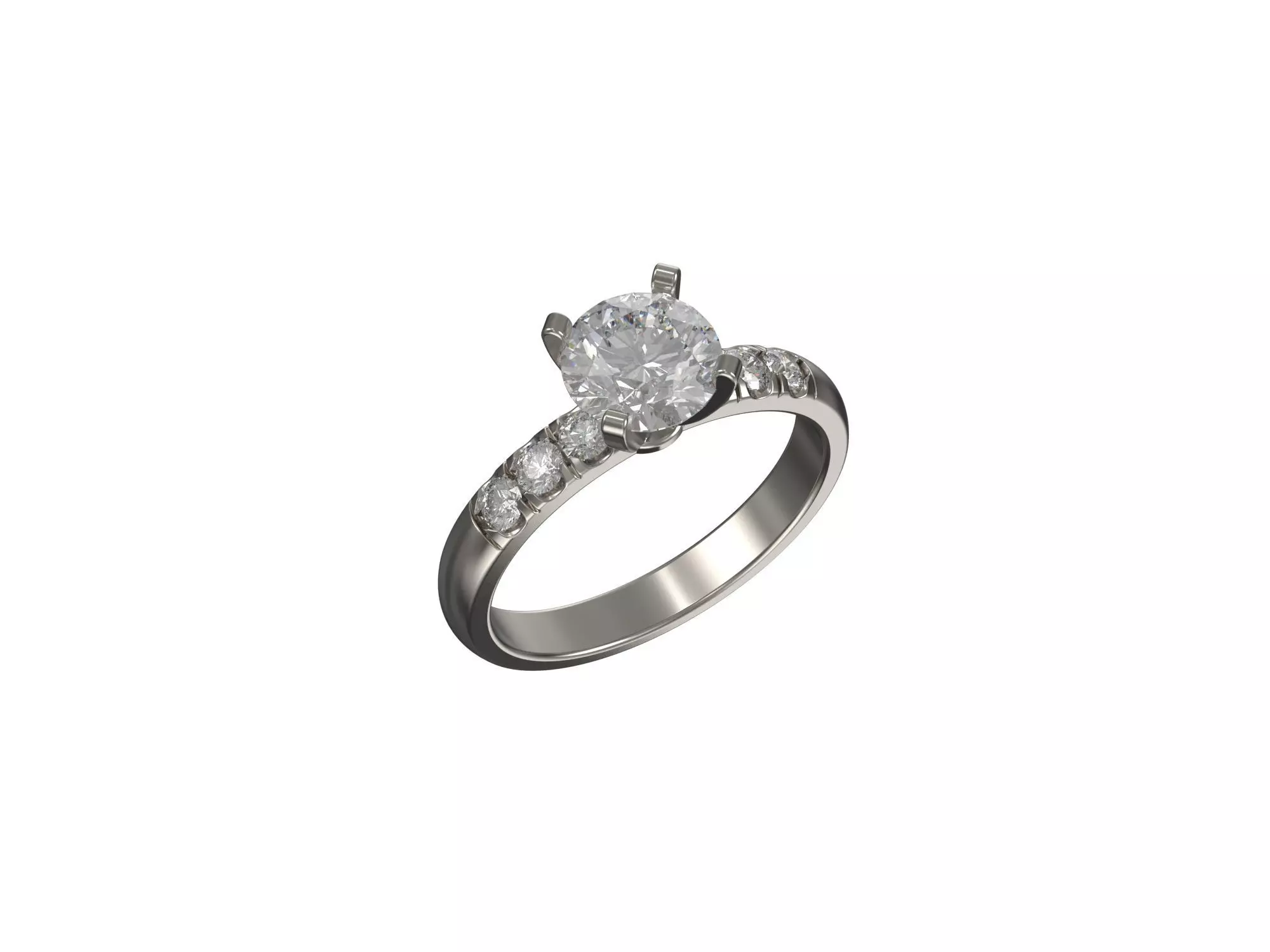 Engagement ring with diamond - 1054 3D print model