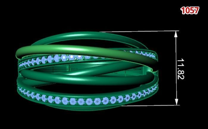 Custom wires ring with diamonds - 1057 3D print model_1