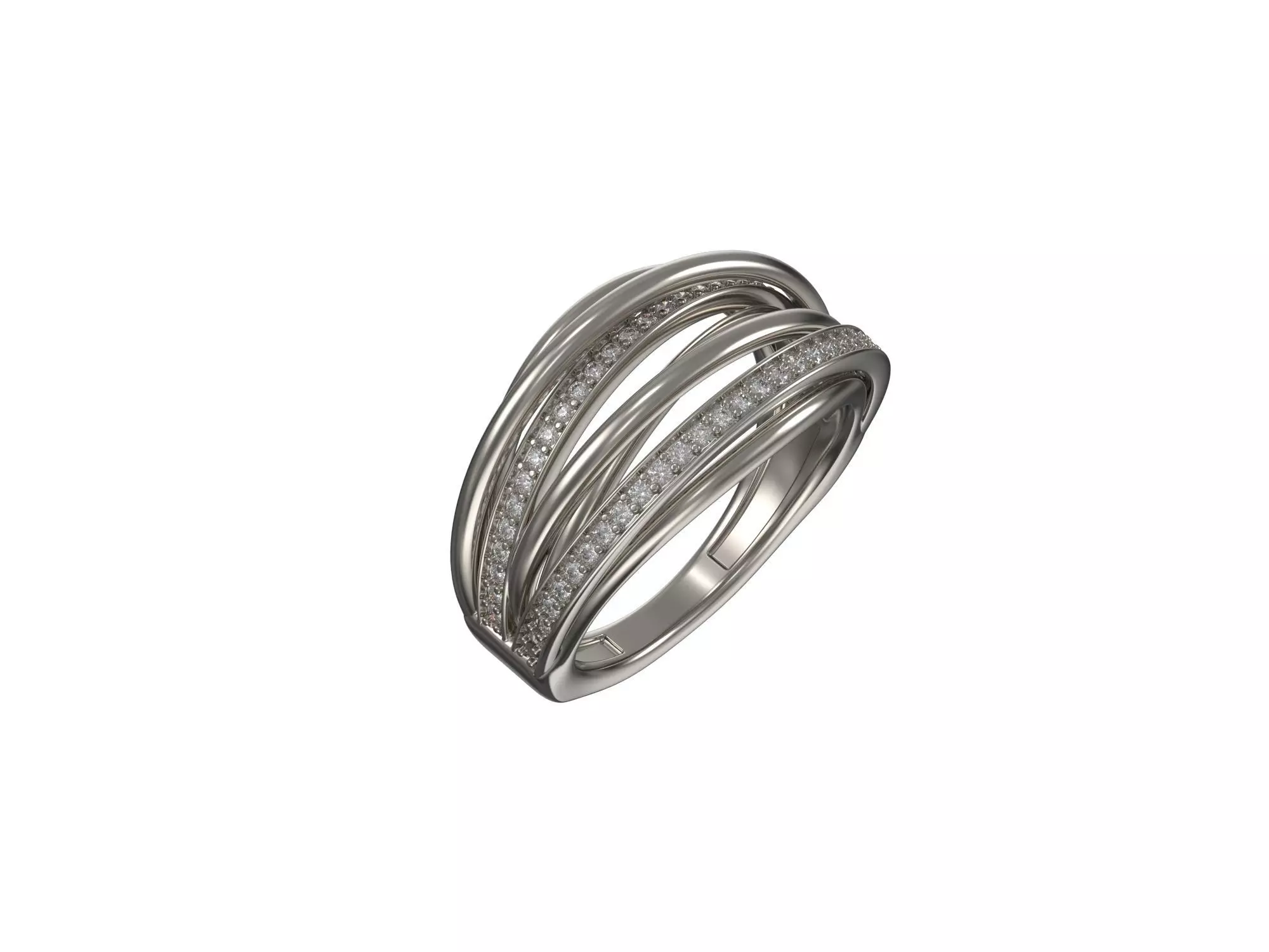Custom wires ring with diamonds - 1057 3D print model_0