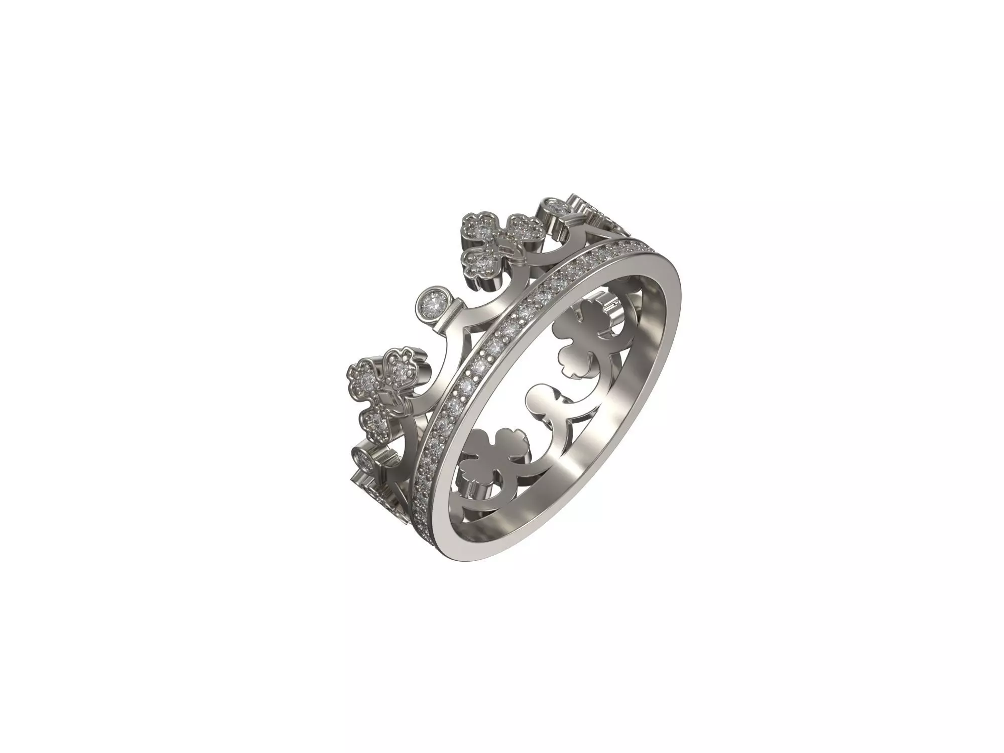 Crown ring with diamonds - 1058 3D print model