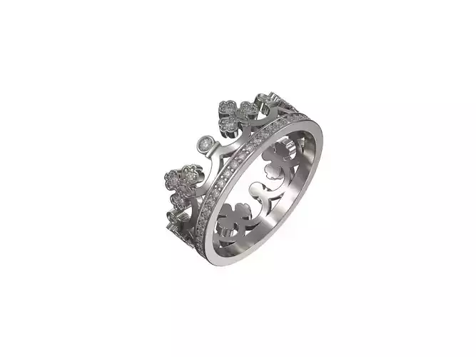 Crown ring with diamonds - 1058 