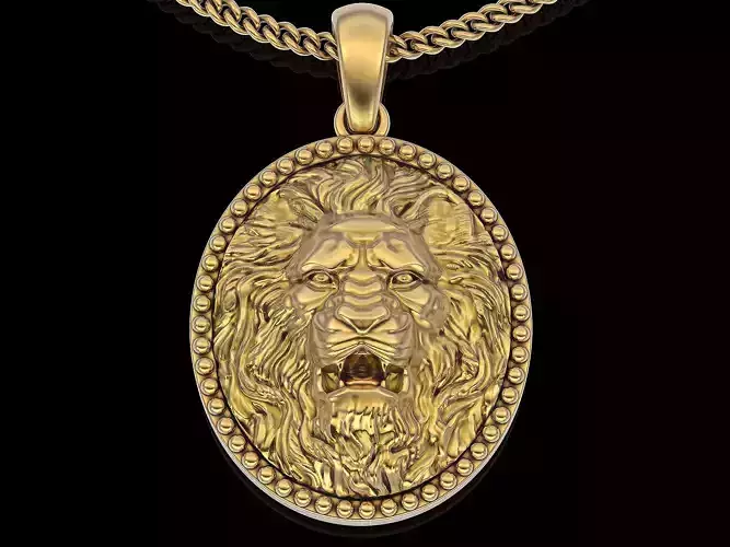 Lion pendant silver gold  jewelry printable 3D model