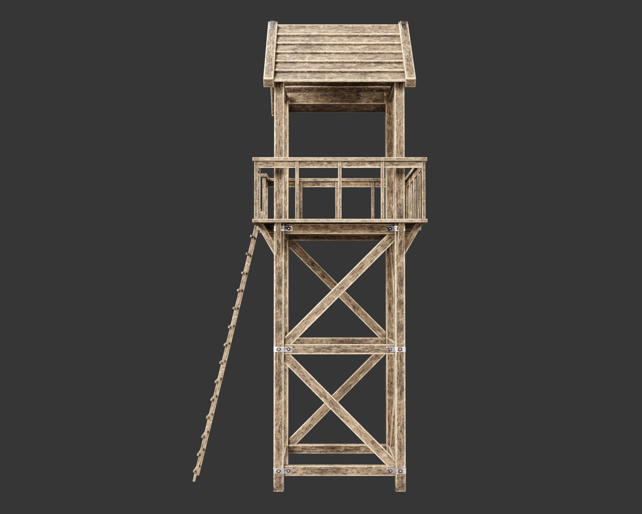 Medieval Defense Guard Tower Large Low-poly 3D model_12