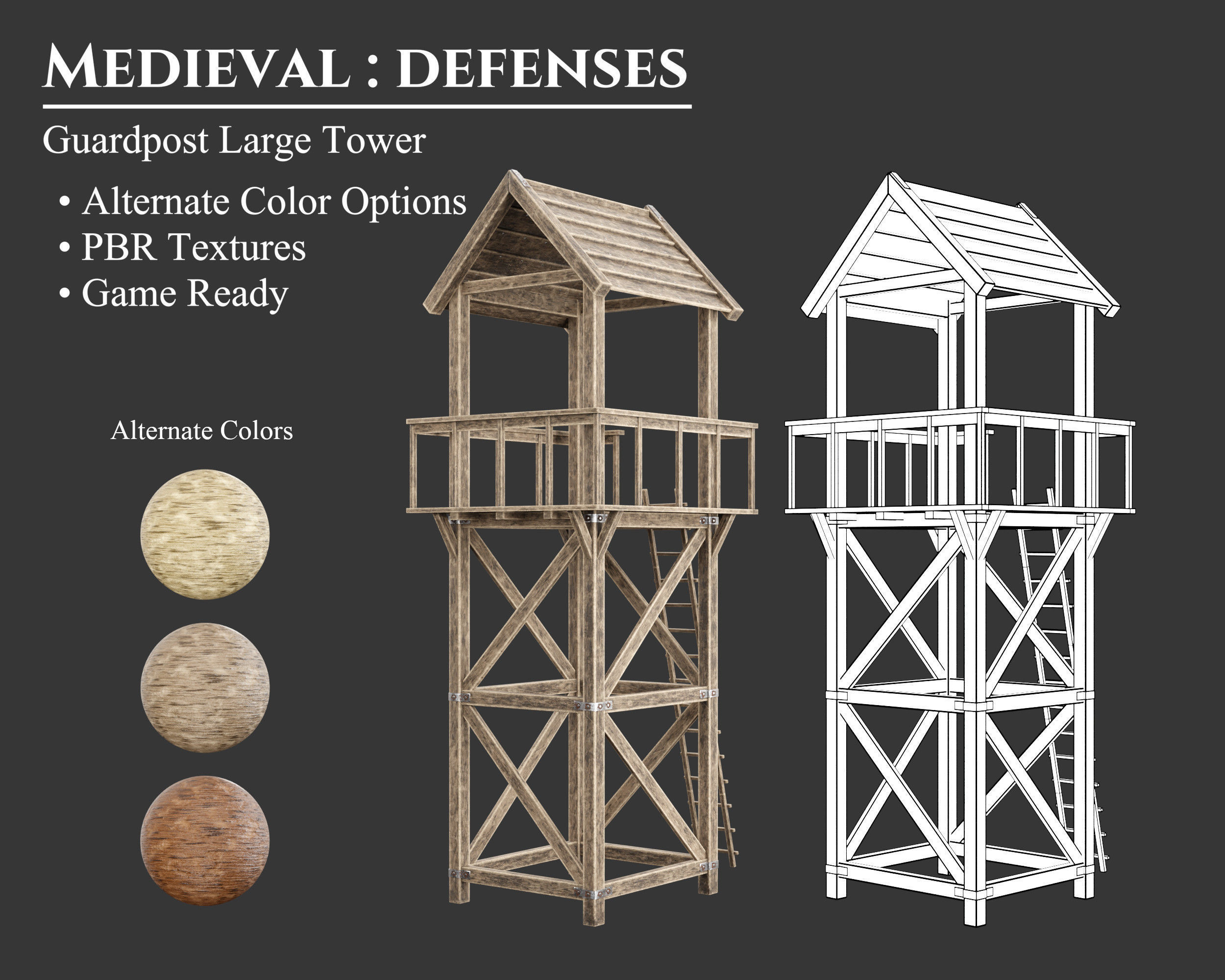 Medieval Defense Guard Tower Large Low-poly 3D model_1
