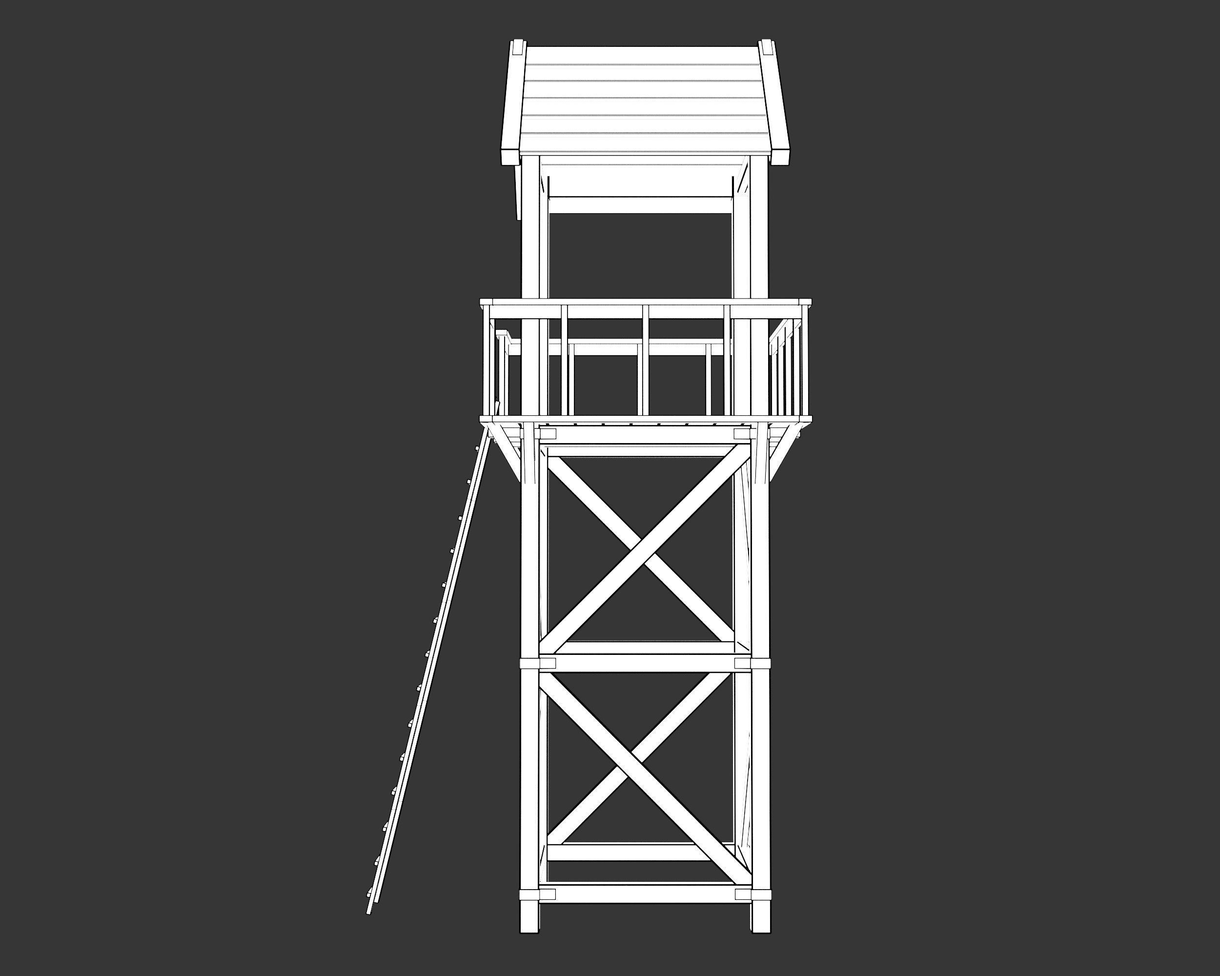 Medieval Defense Guard Tower Large Low-poly 3D model_14