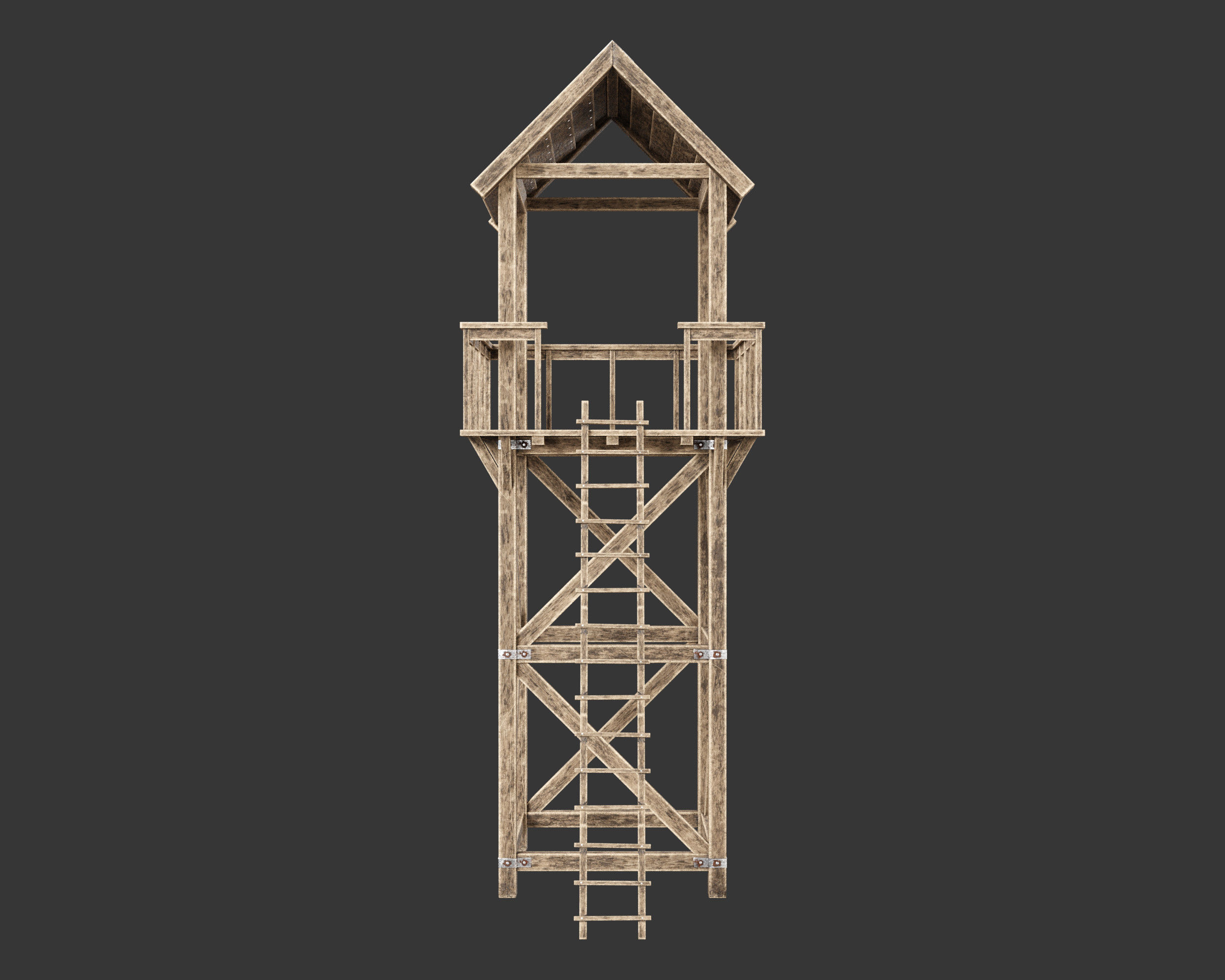 Medieval Defense Guard Tower Large Low-poly 3D model_9