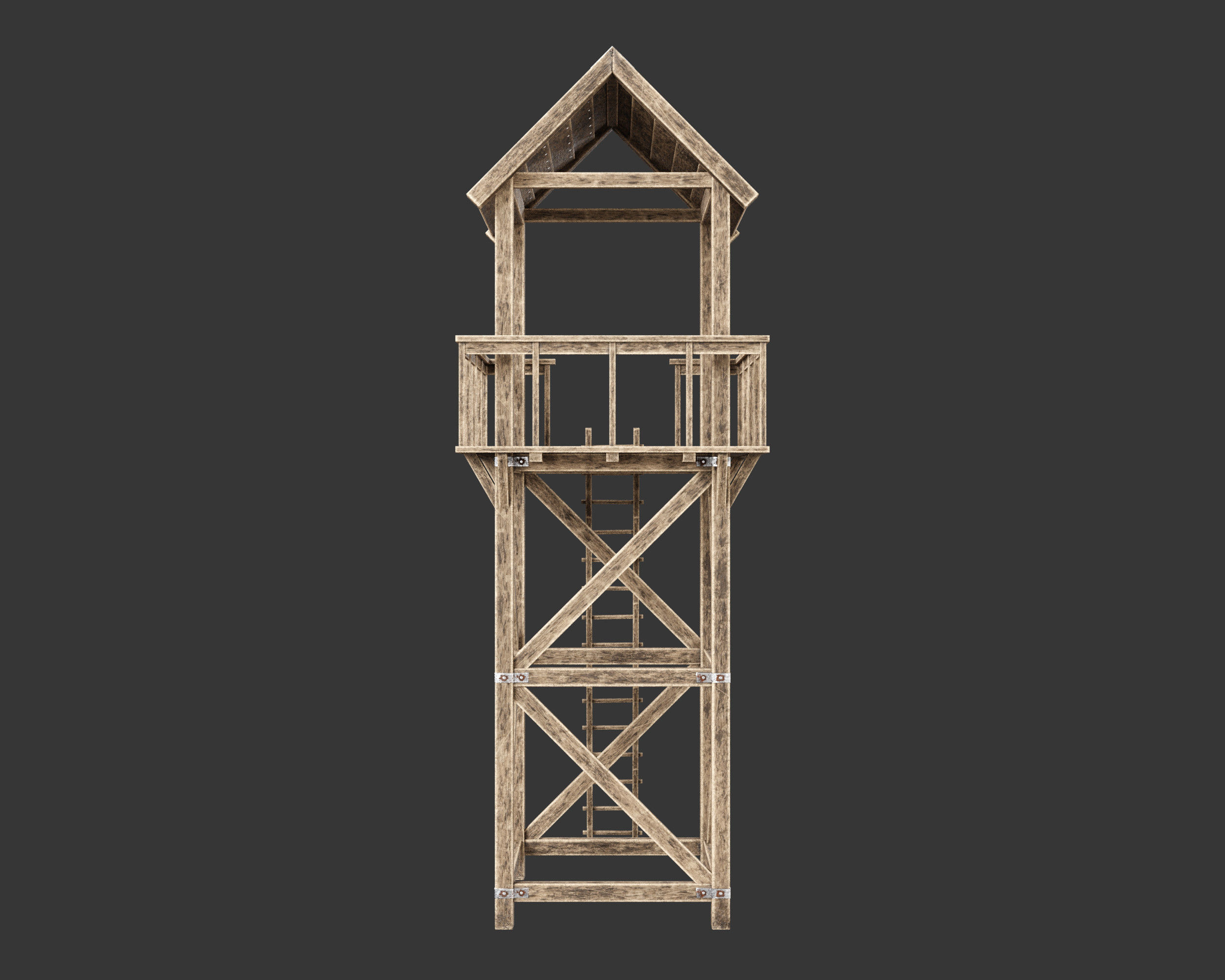 Medieval Defense Guard Tower Large Low-poly 3D model_3