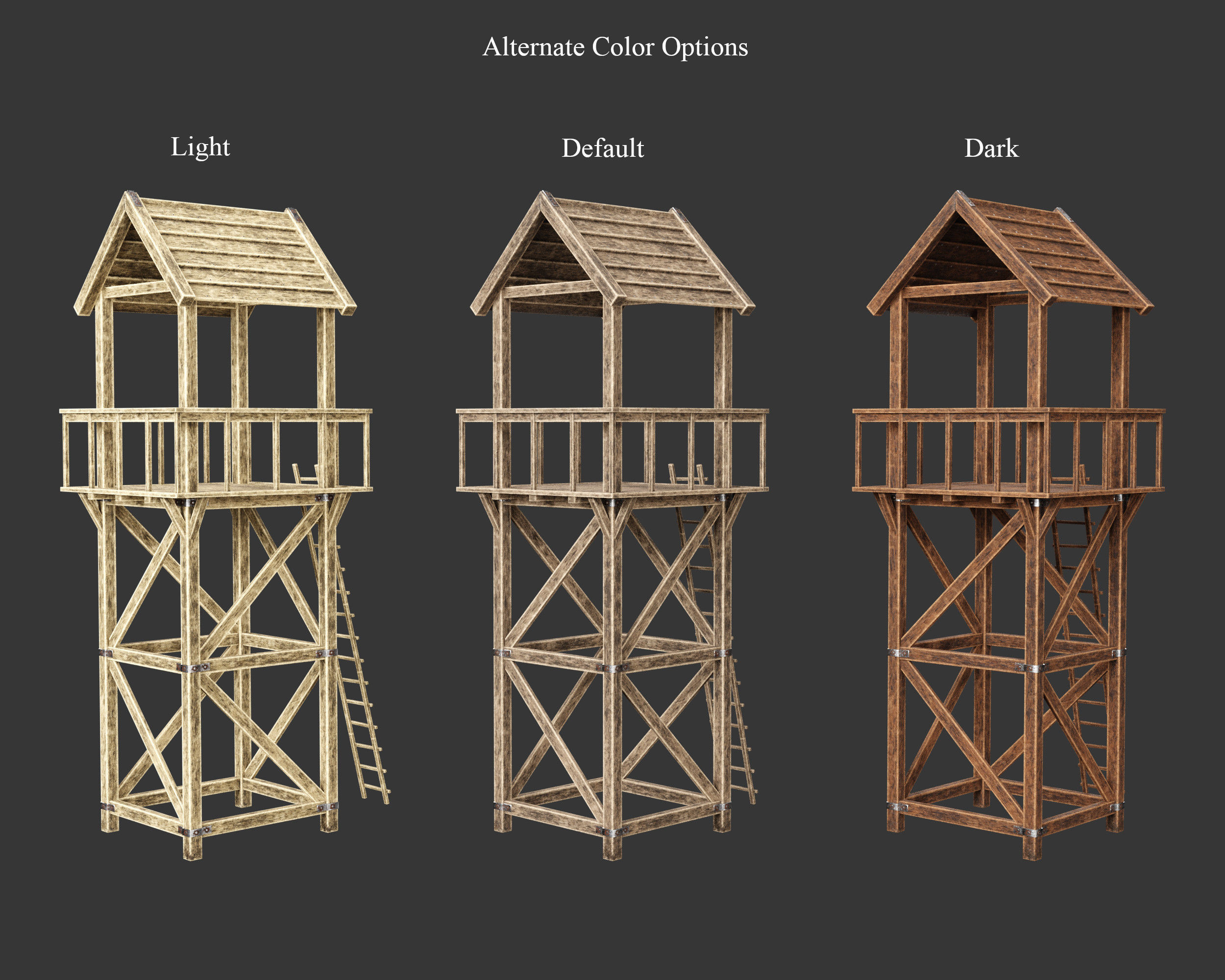 Medieval Defense Guard Tower Large Low-poly 3D model_2