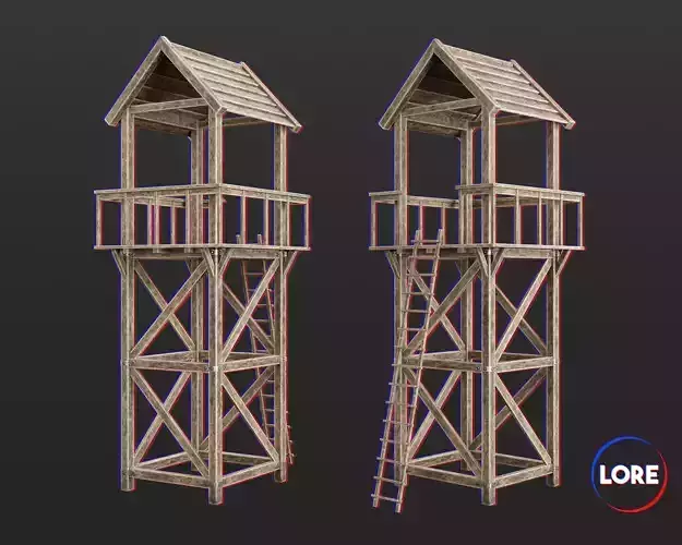 Medieval Defense Guard Tower Large Low-poly 3D model
