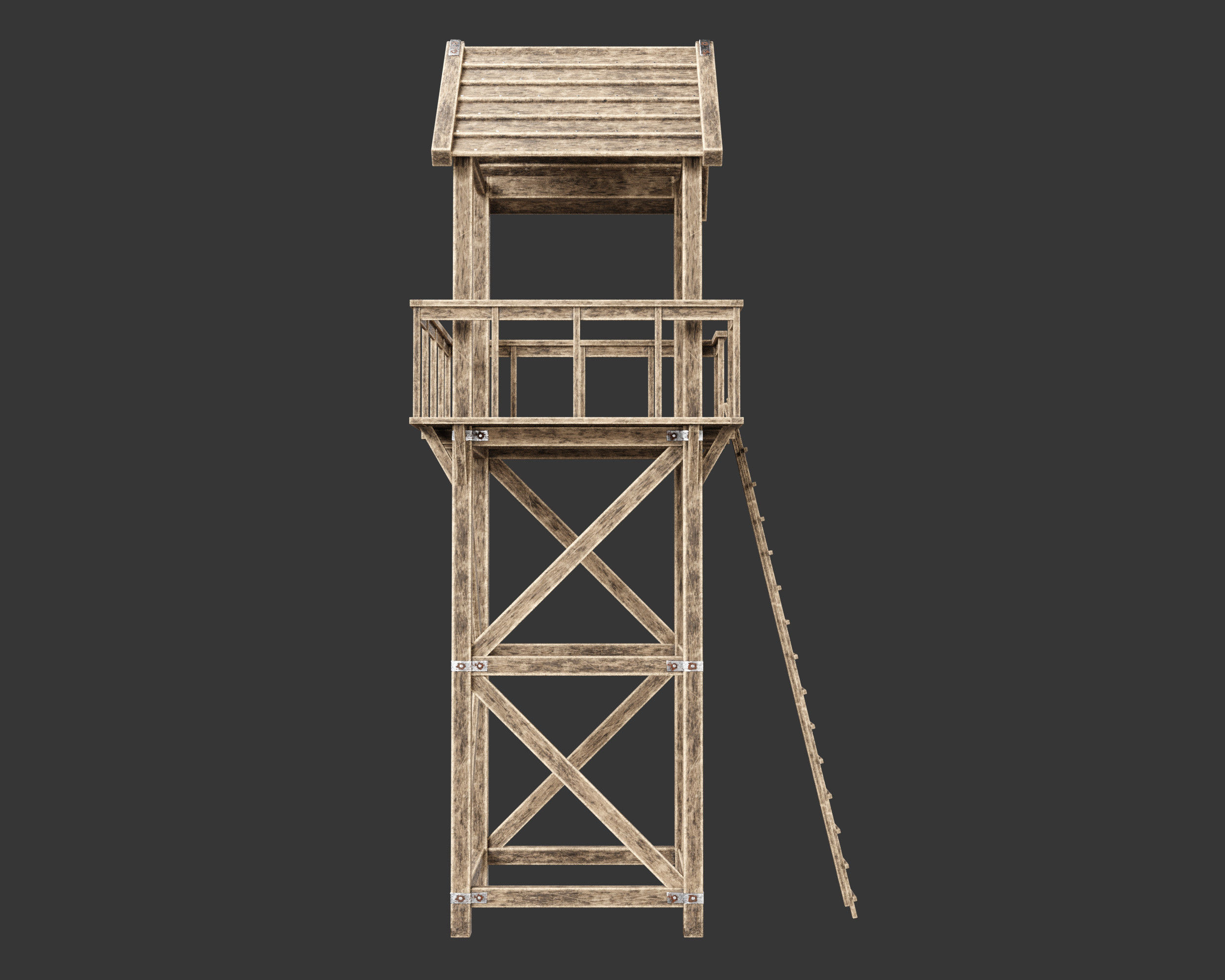 Medieval Defense Guard Tower Large Low-poly 3D model_6
