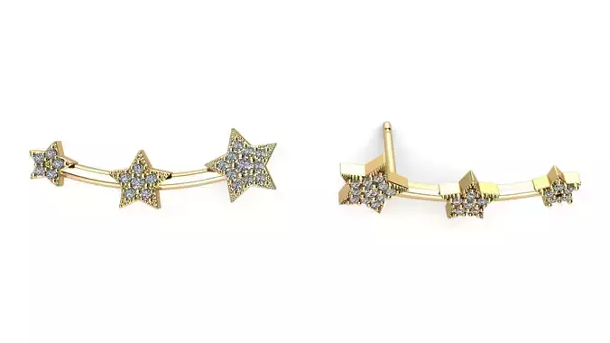 3 Stars Earring with Diamonds