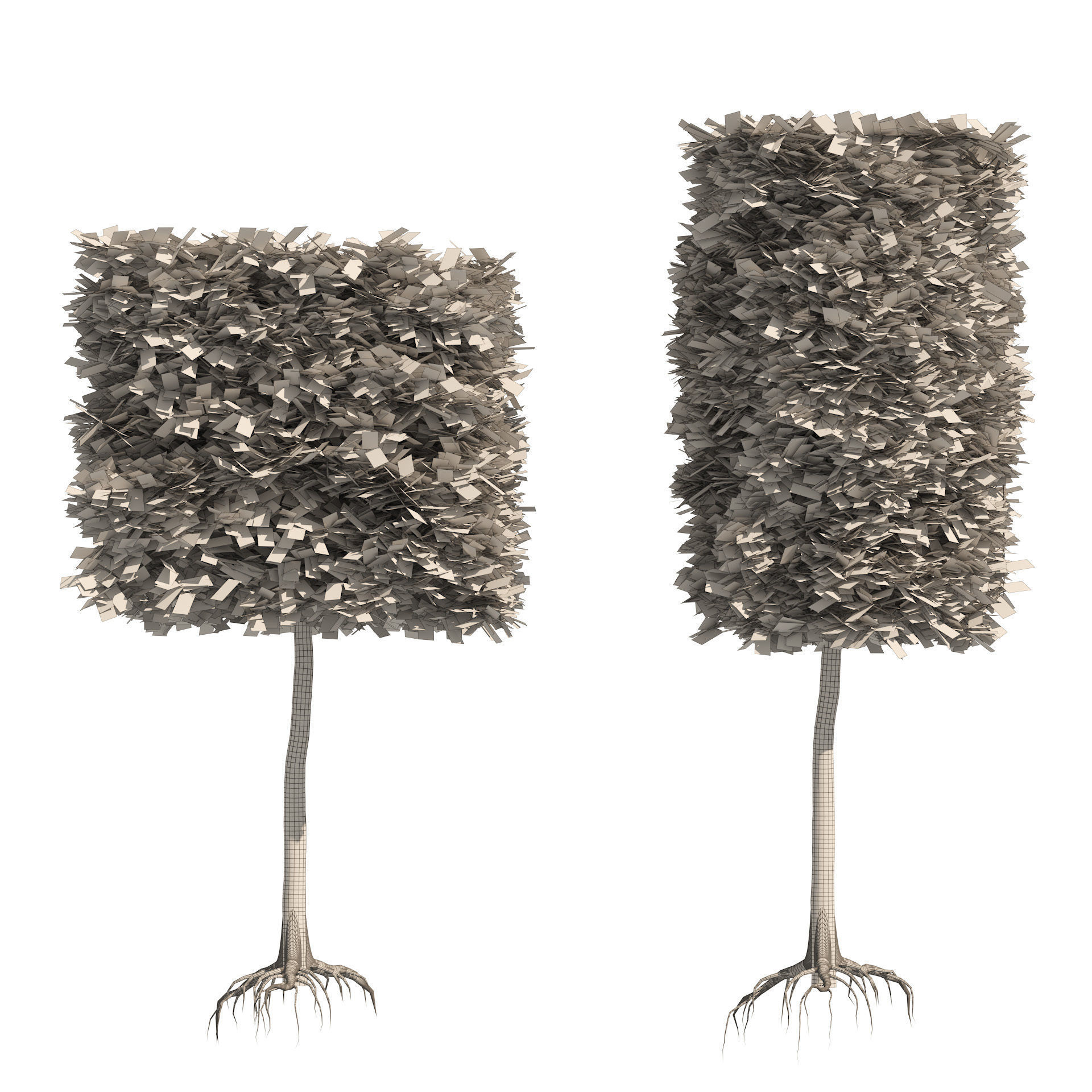 2 square and cylinder topiary tree 3D model_6