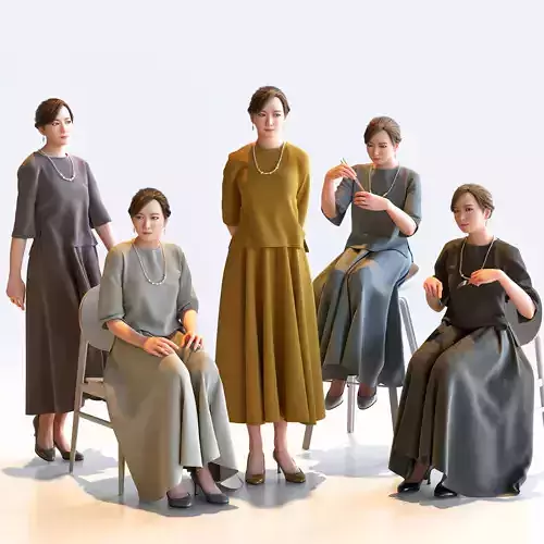 Posed Asian Smart Casual Woman - 5 Pack 1 - S1-F1M