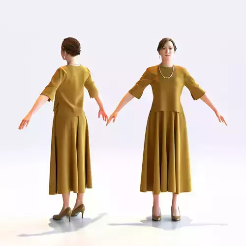 Asian Smart Casual Woman in A-pose 1 - S1-F1M A