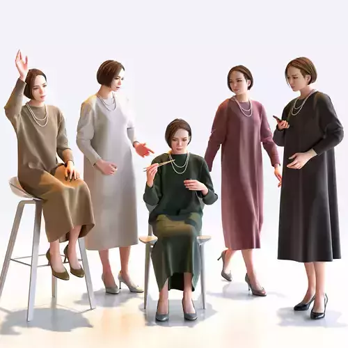 Posed Asian Smart Casual Woman - 5 Pack 2 - S1-F2T