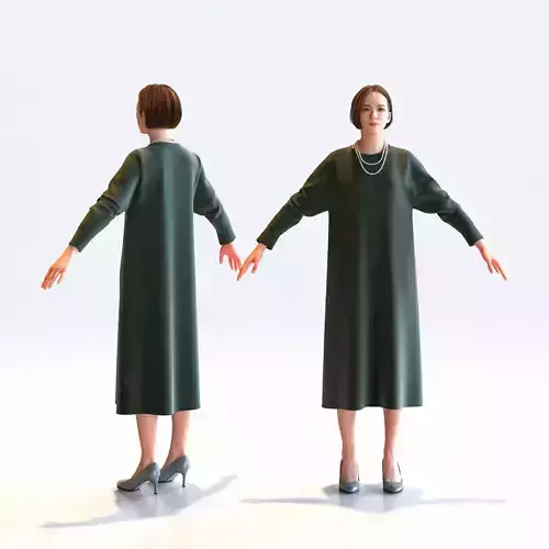 Asian Smart Casual Woman in A-pose 2 - S1-F2T A