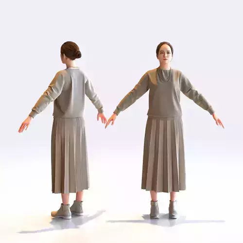 Asian Smart Casual Woman in A-pose 3 - S1-F3K A 3D model