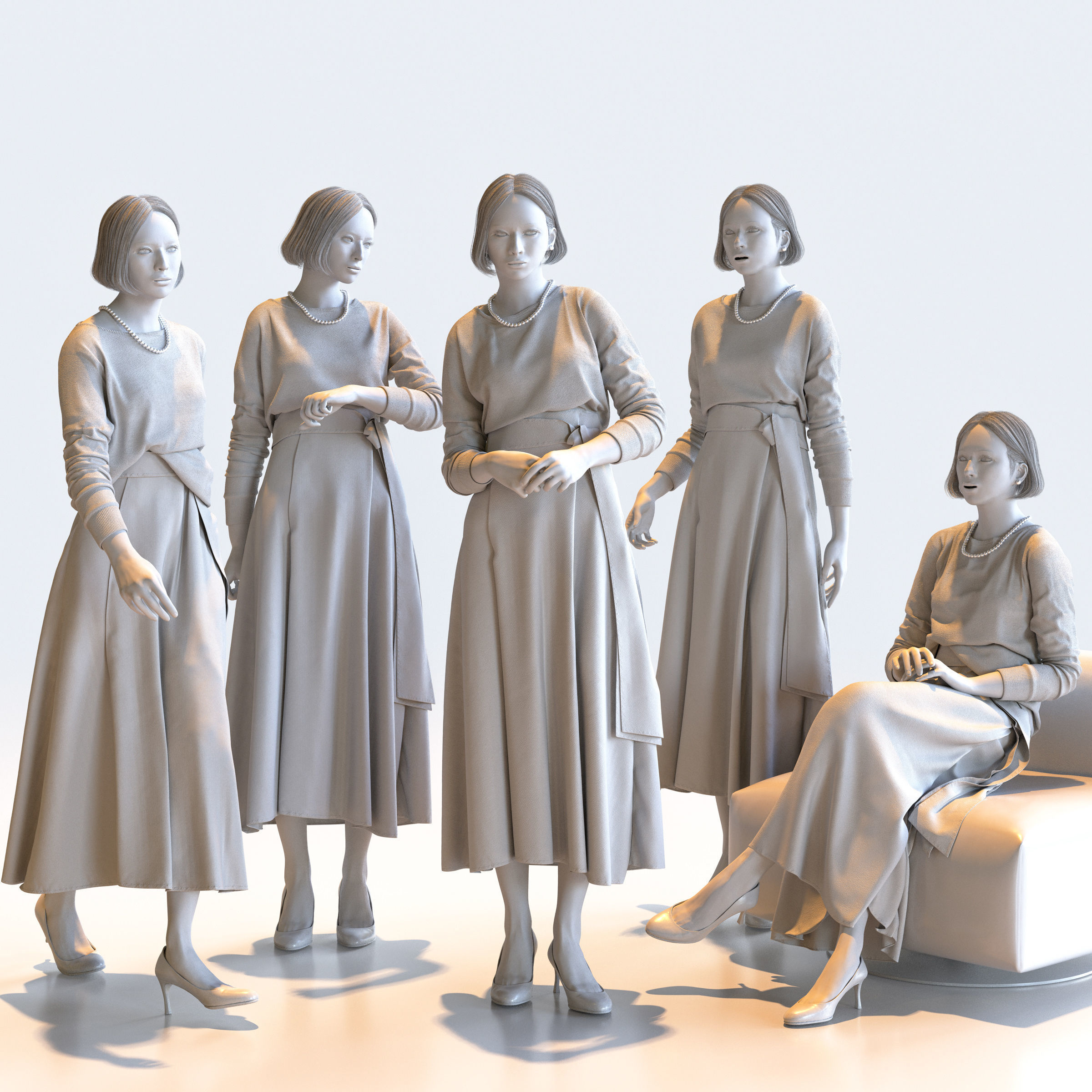 Posed Asian Smart Casual Woman - 5 Pack 4 - S1-F4F 3D model_1