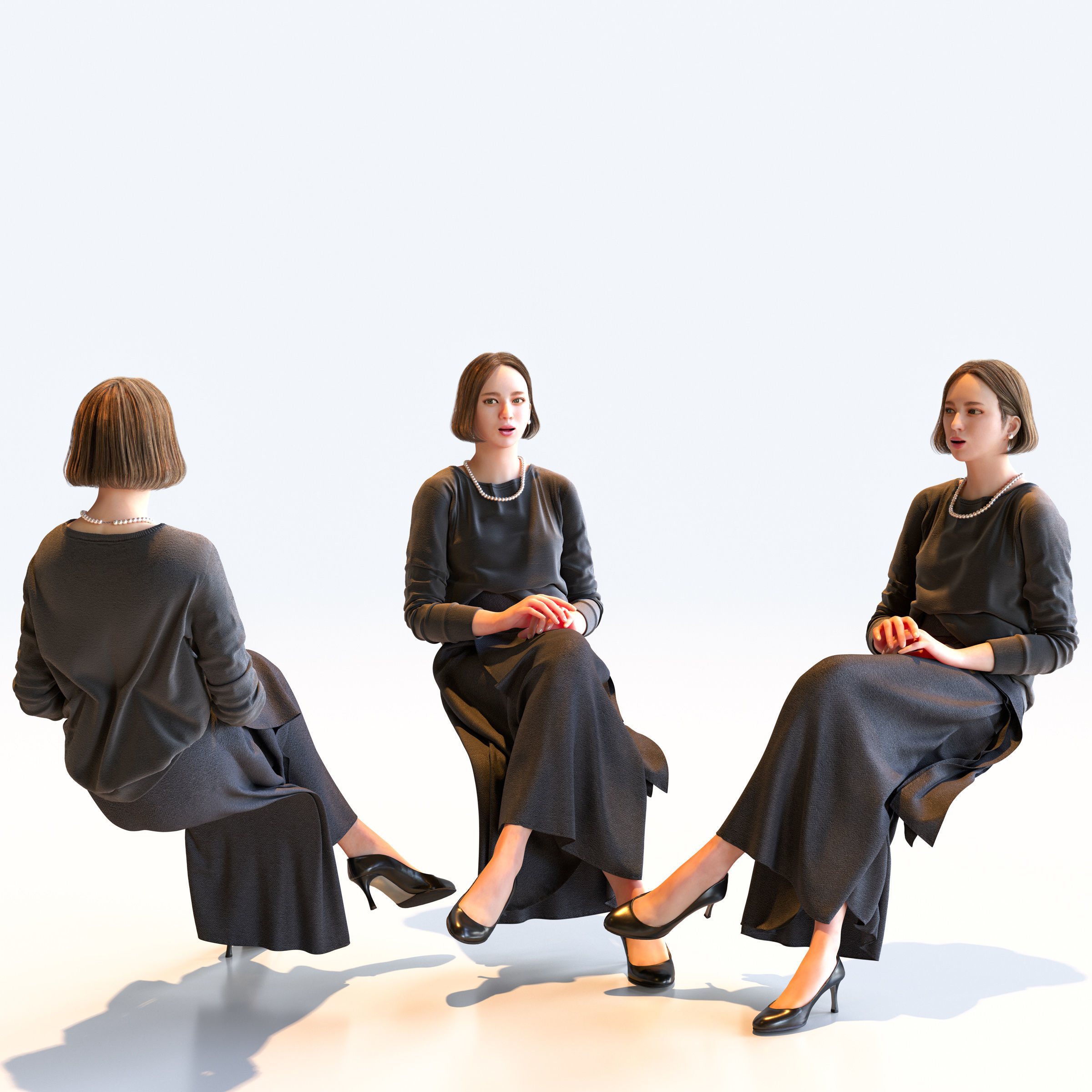 Posed Asian Smart Casual Woman - 5 Pack 4 - S1-F4F 3D model_11