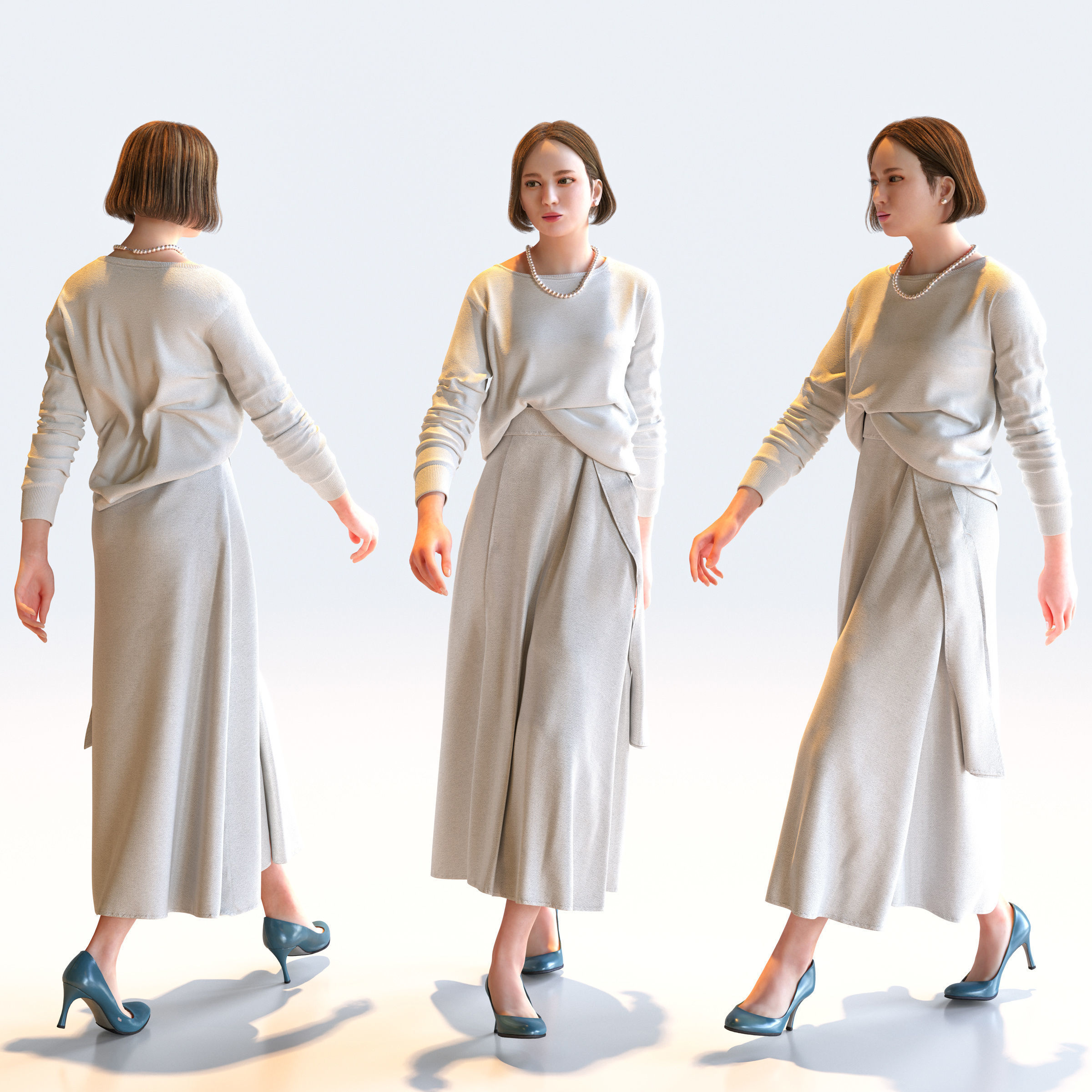 Posed Asian Smart Casual Woman - 5 Pack 4 - S1-F4F 3D model_14