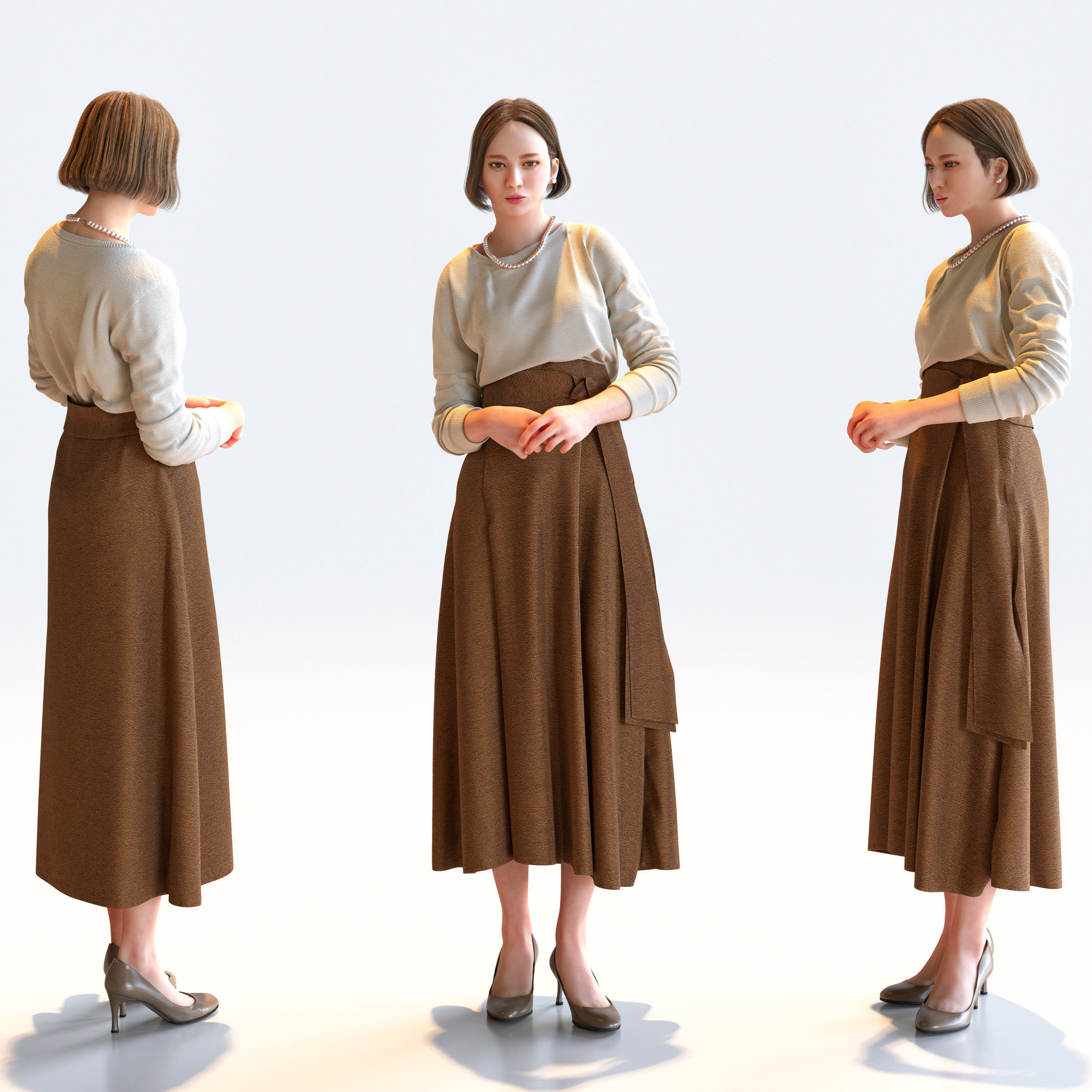 Posed Asian Smart Casual Woman - 5 Pack 4 - S1-F4F 3D model_2