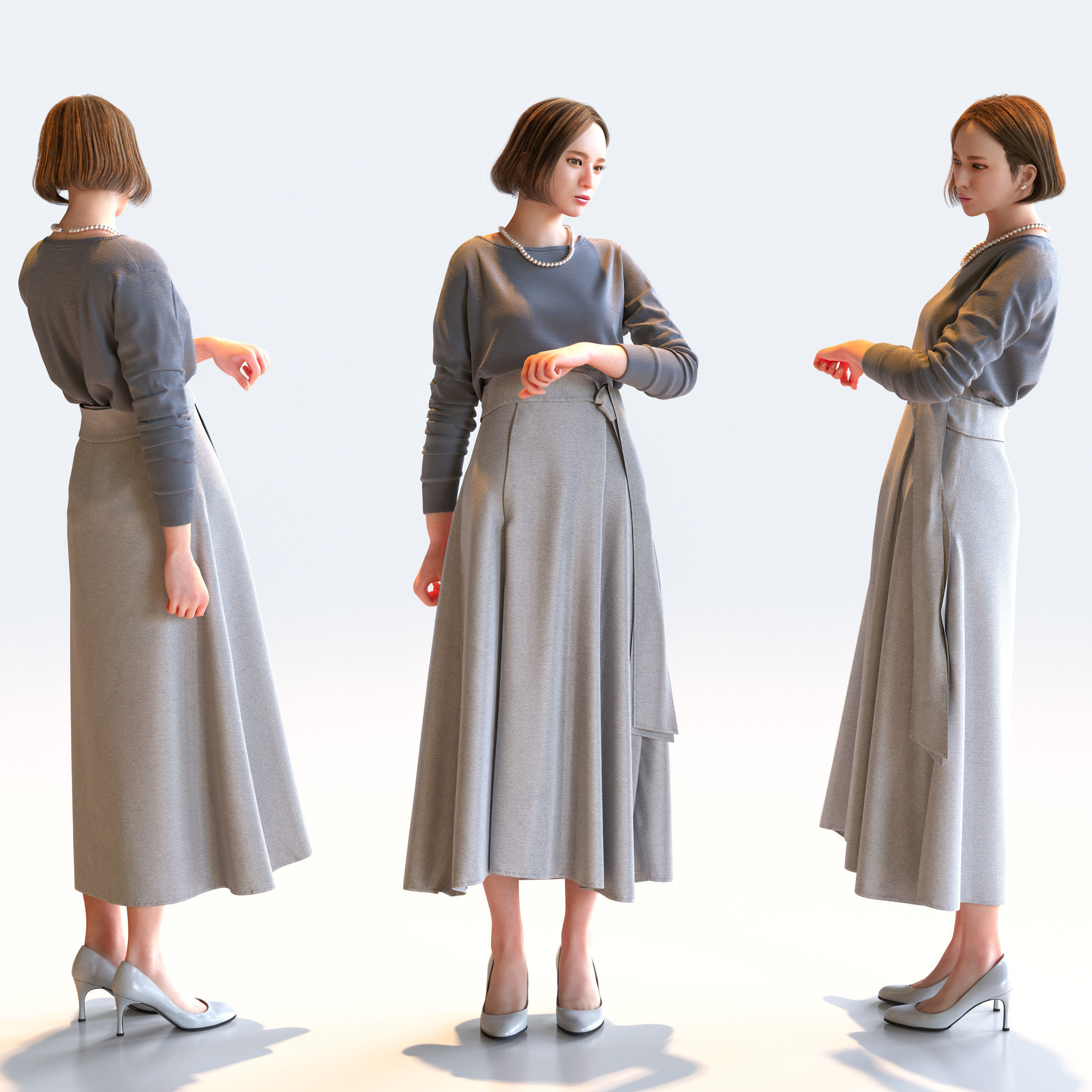 Posed Asian Smart Casual Woman - 5 Pack 4 - S1-F4F 3D model_8