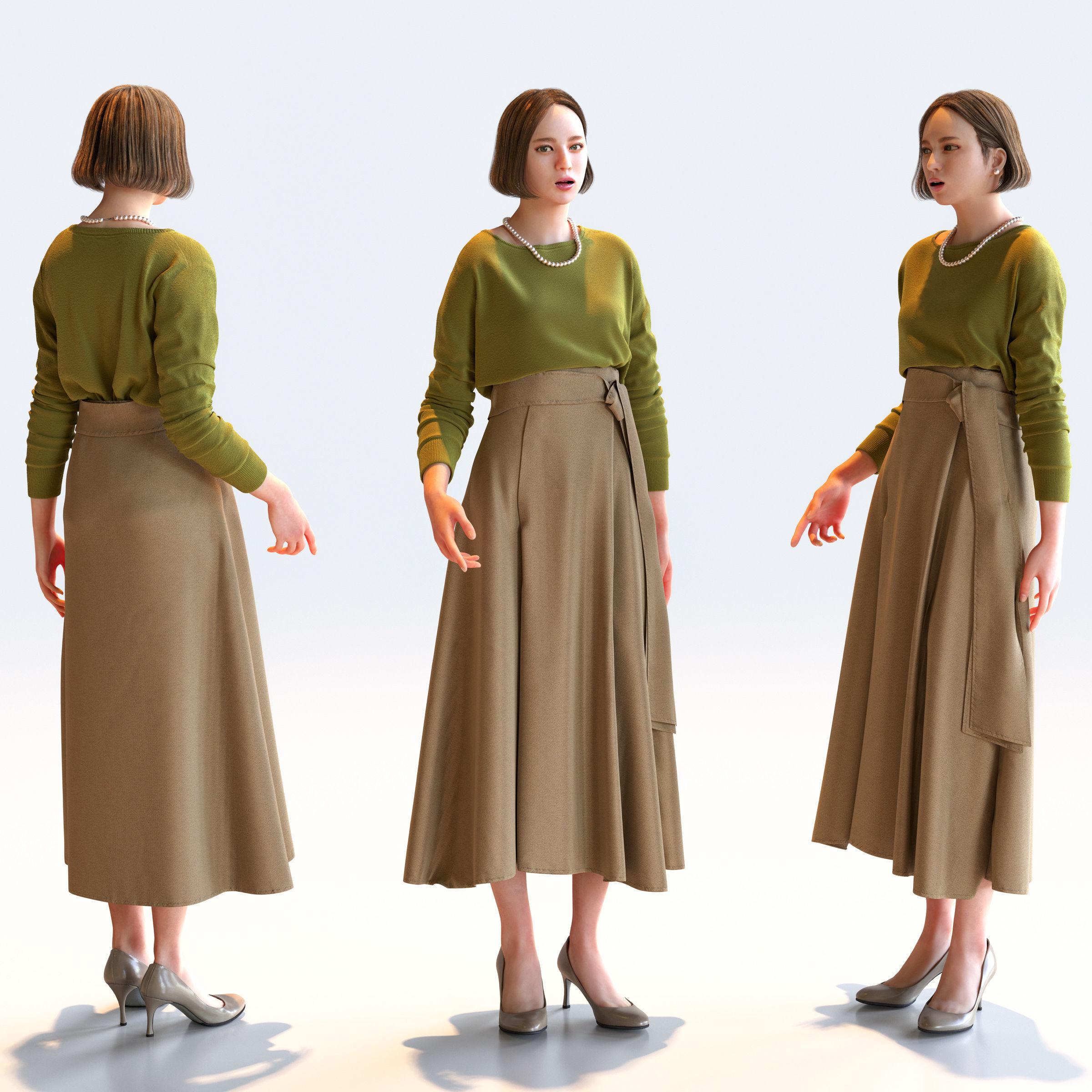 Posed Asian Smart Casual Woman - 5 Pack 4 - S1-F4F 3D model_5