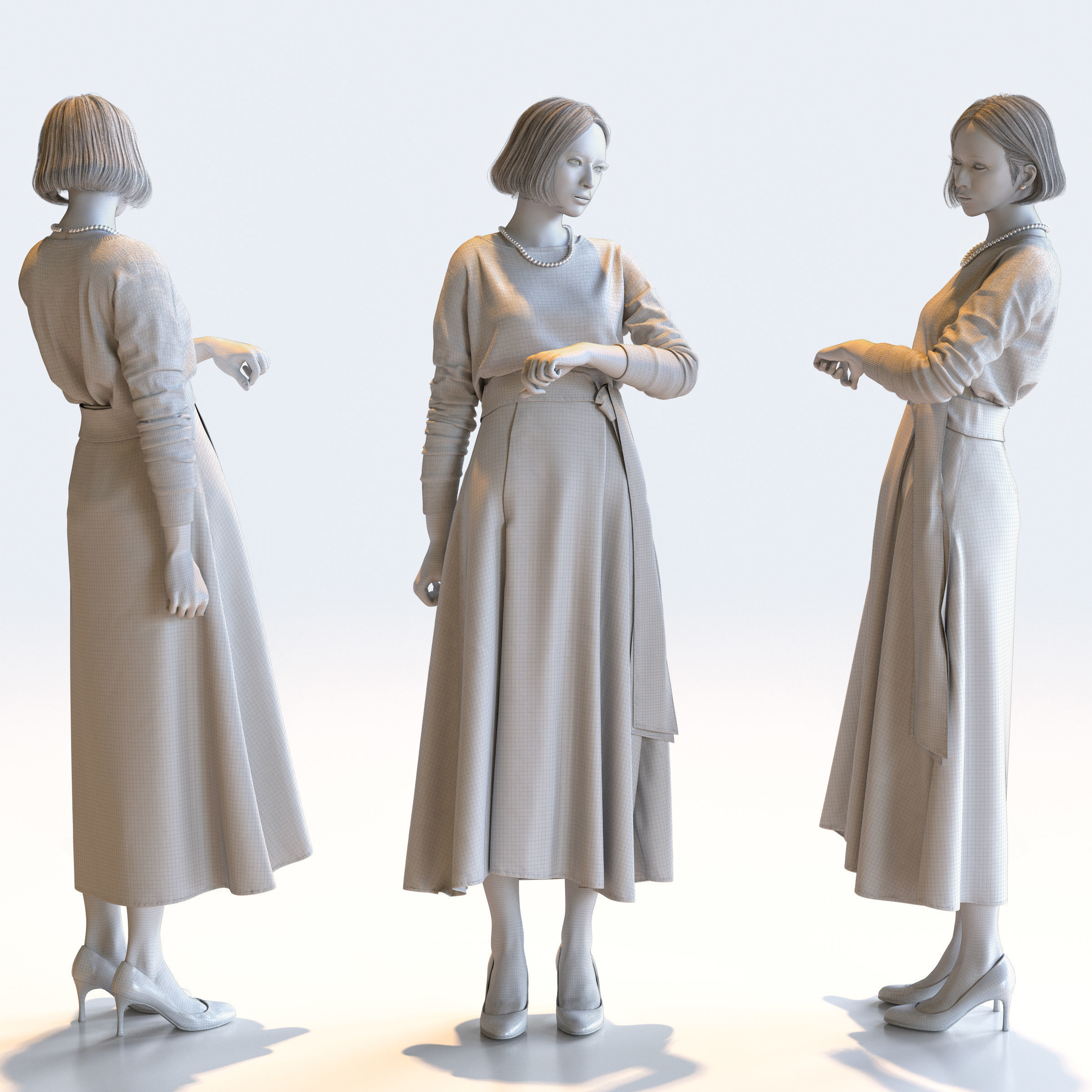 Posed Asian Smart Casual Woman - 5 Pack 4 - S1-F4F 3D model_9