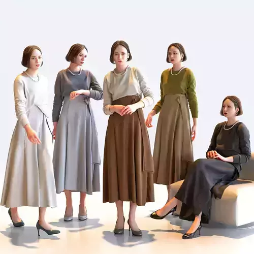 Posed Asian Smart Casual Woman - 5 Pack 4 - S1-F4F 3D model