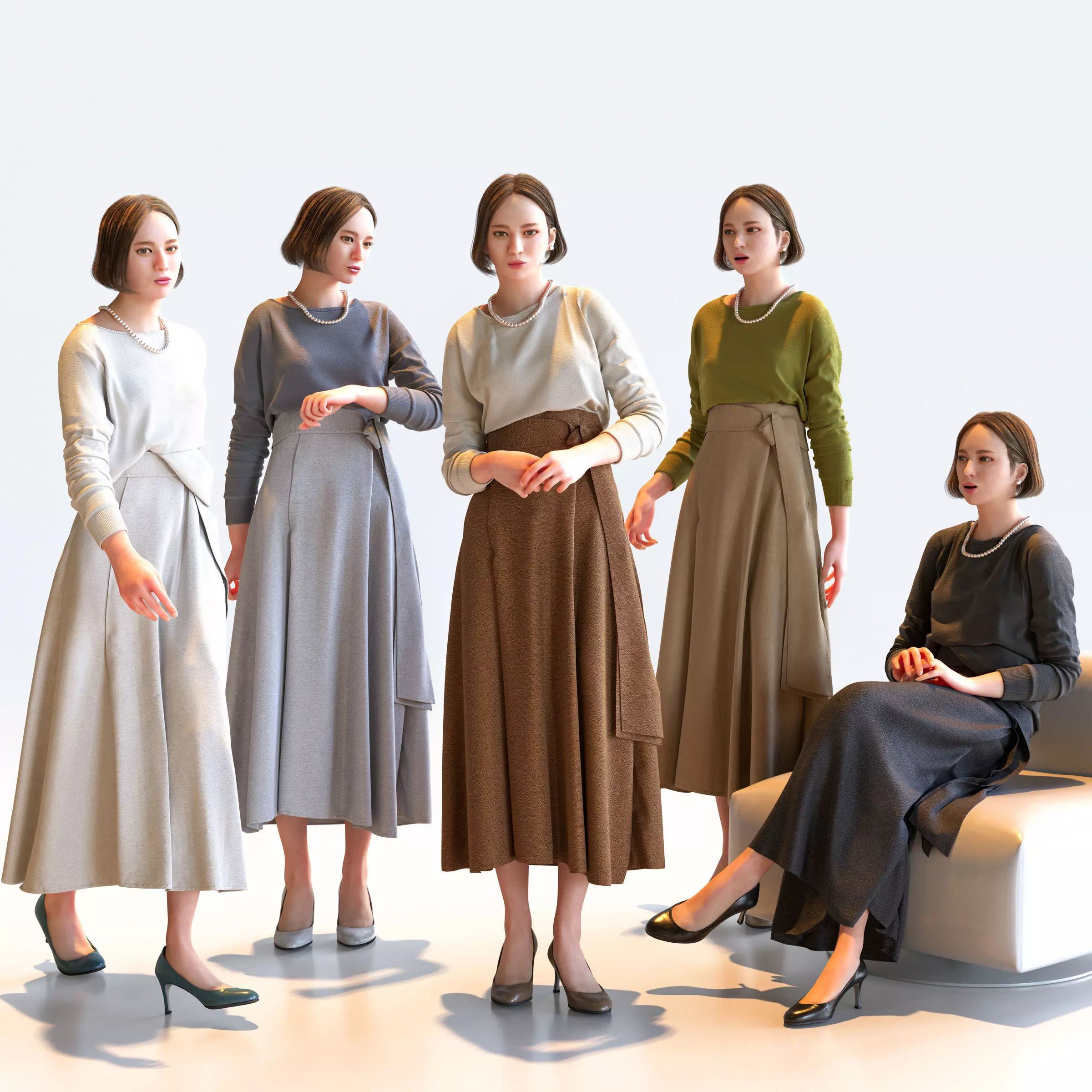 Posed Asian Smart Casual Woman - 5 Pack 4 - S1-F4F 3D model_0