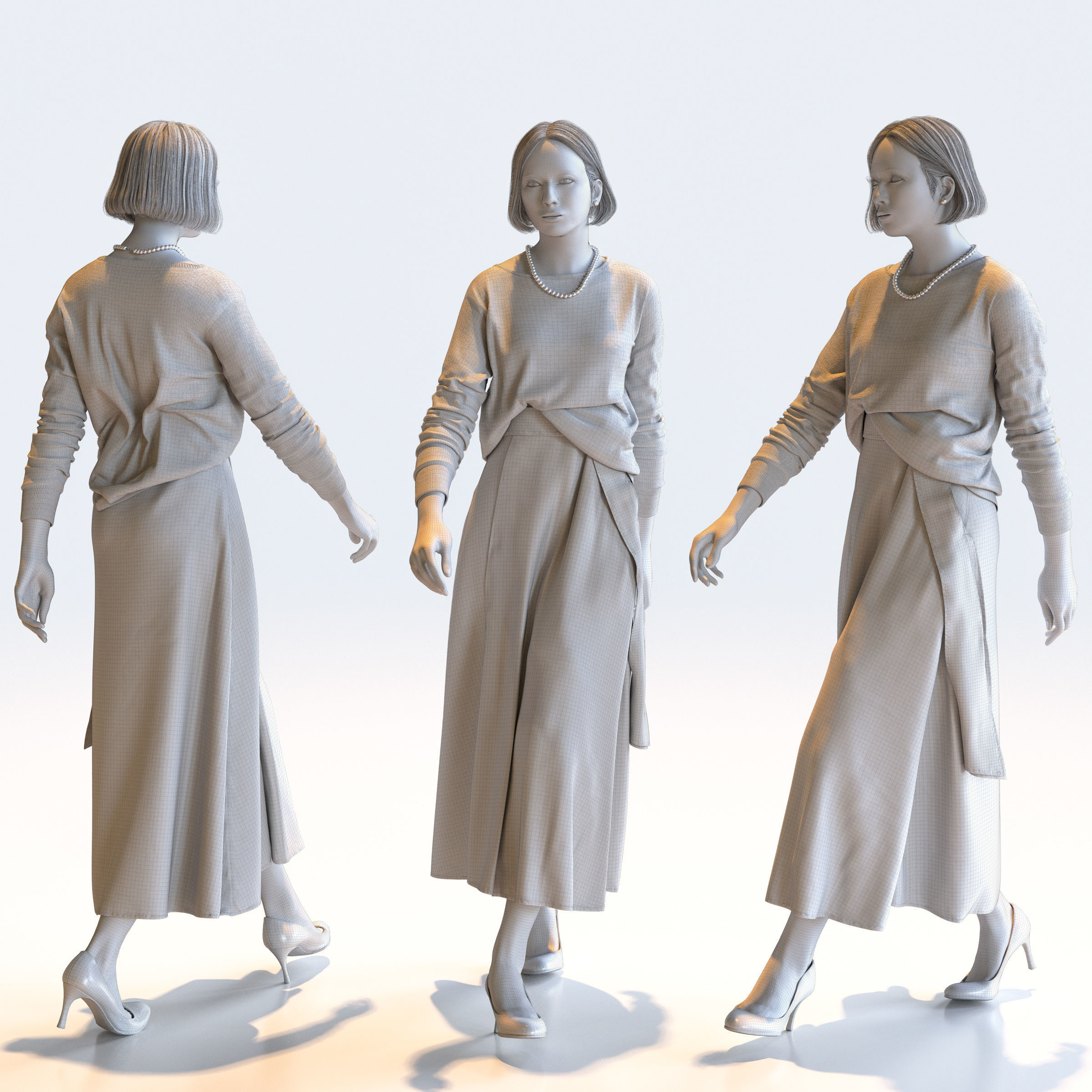 Posed Asian Smart Casual Woman - 5 Pack 4 - S1-F4F 3D model_15