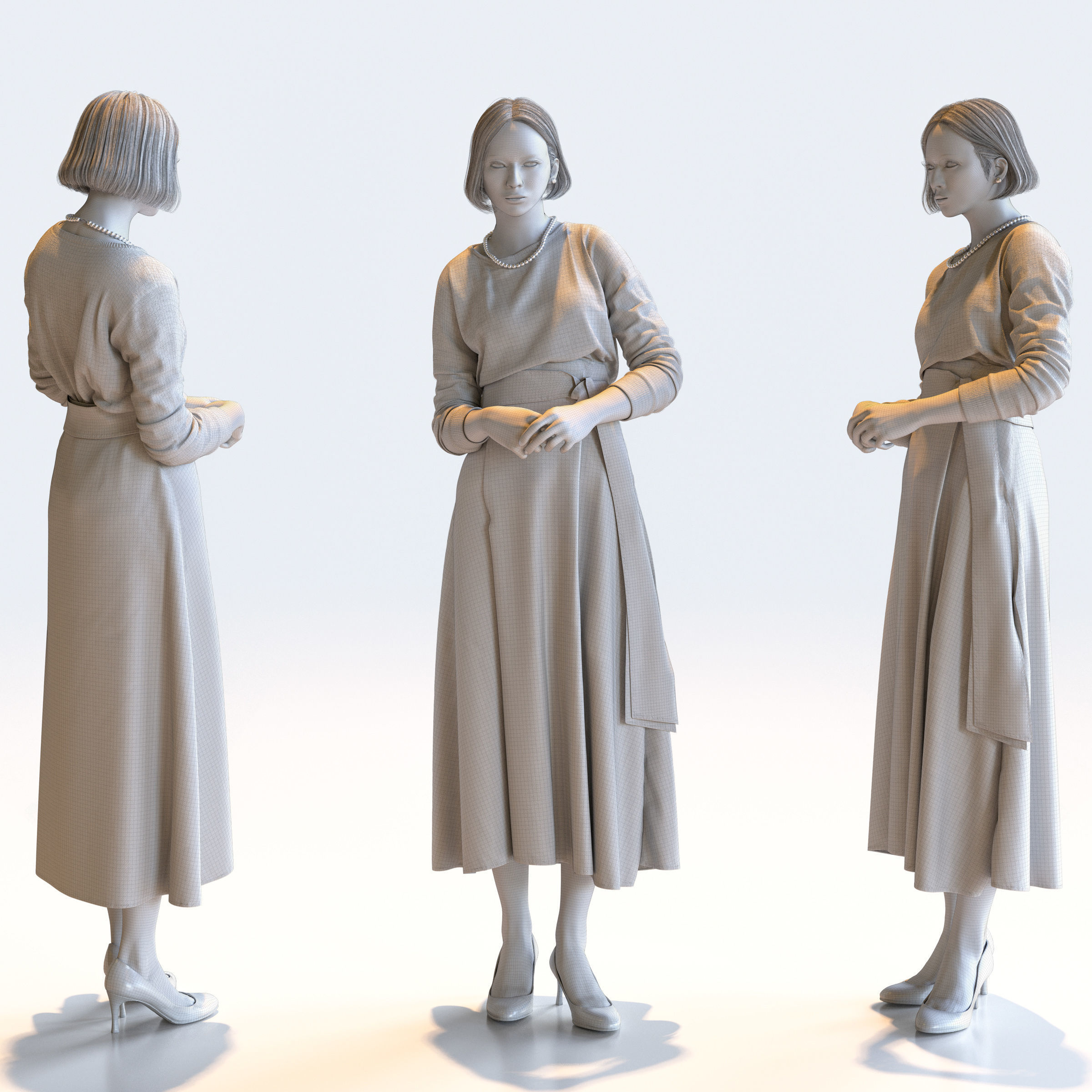 Posed Asian Smart Casual Woman - 5 Pack 4 - S1-F4F 3D model_3