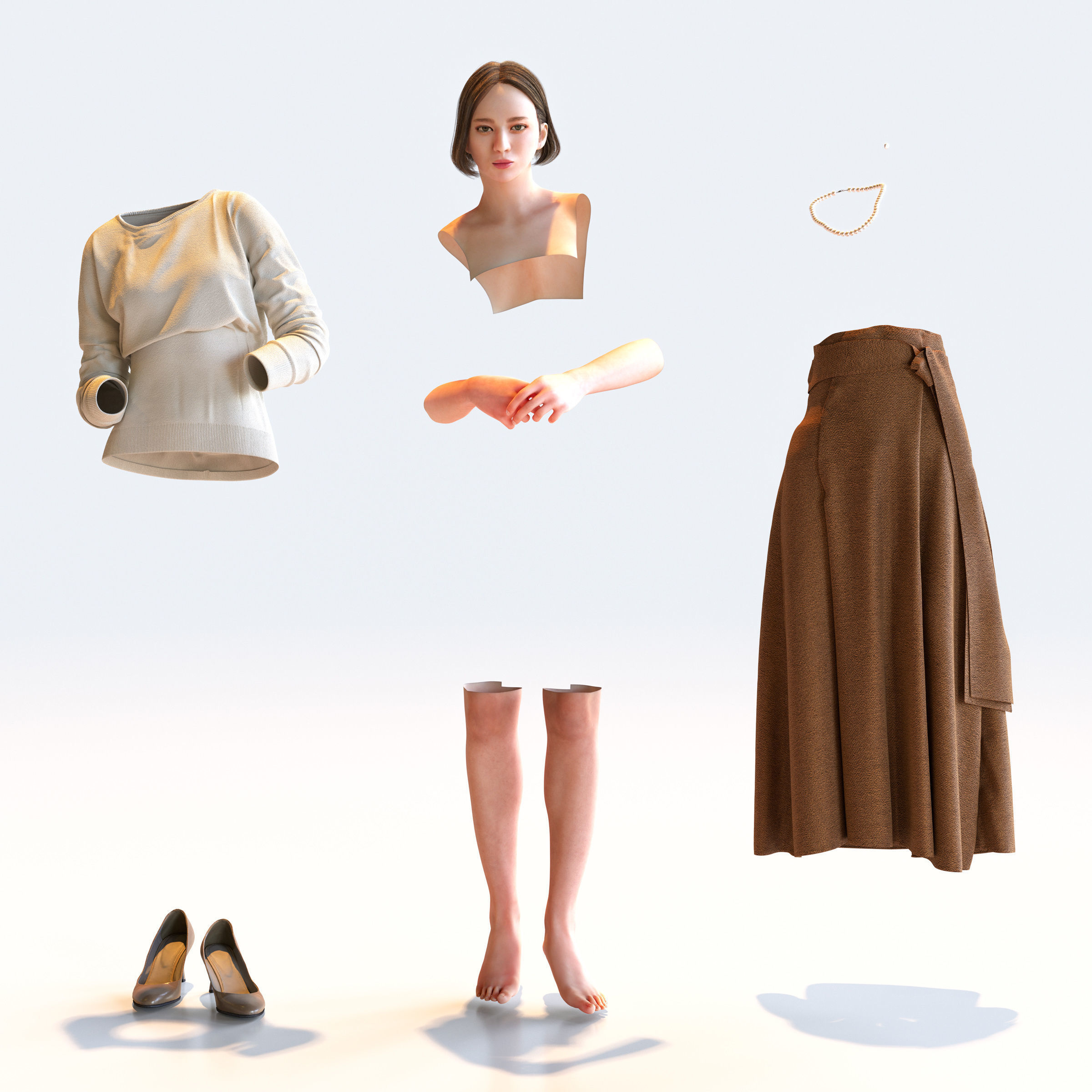 Posed Asian Smart Casual Woman - 5 Pack 4 - S1-F4F 3D model_17