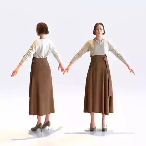 Asian Smart Casual Woman in A-pose 4 - S1-F4F A