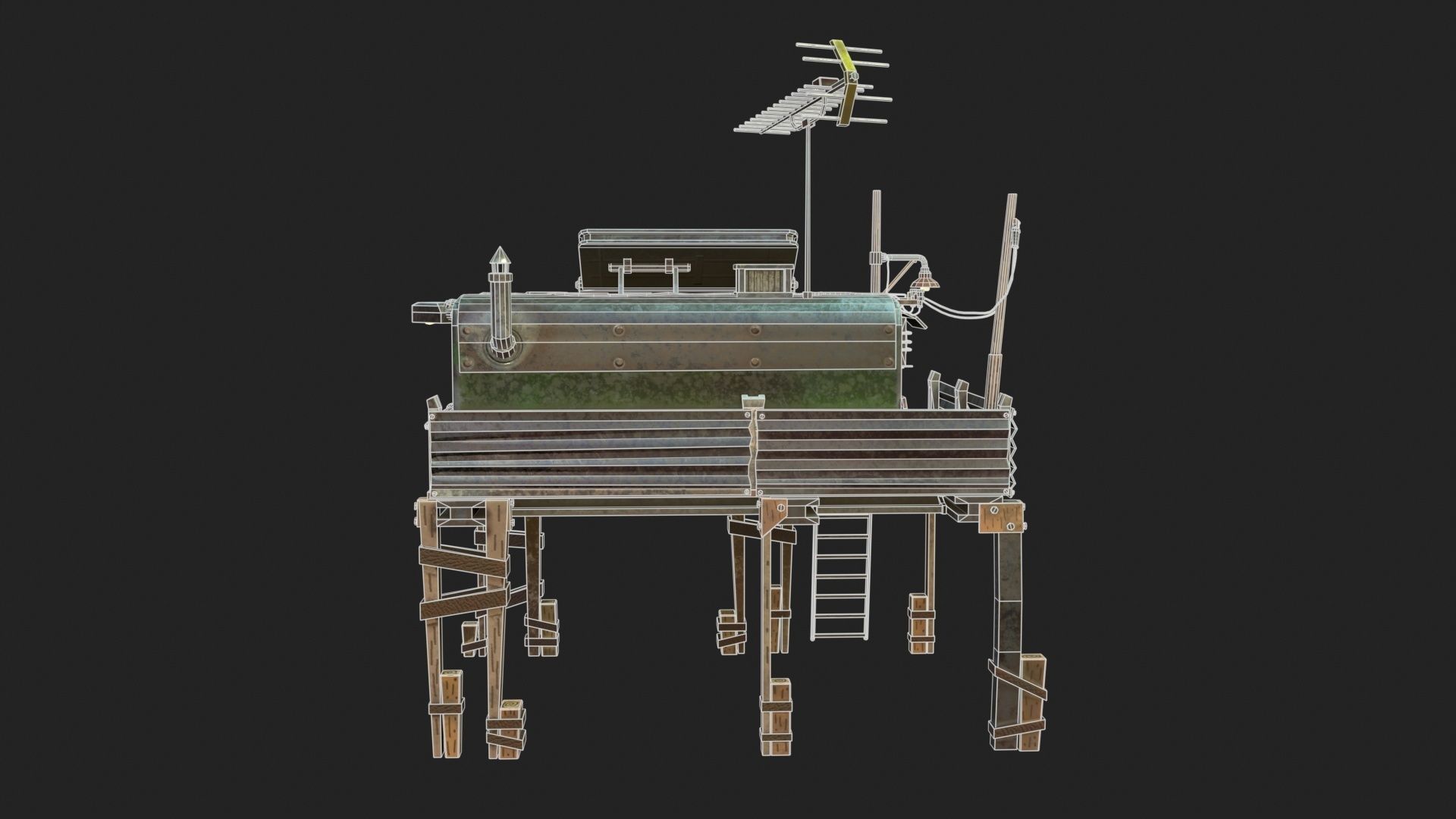 Metal Shack Low-poly 3D model_14