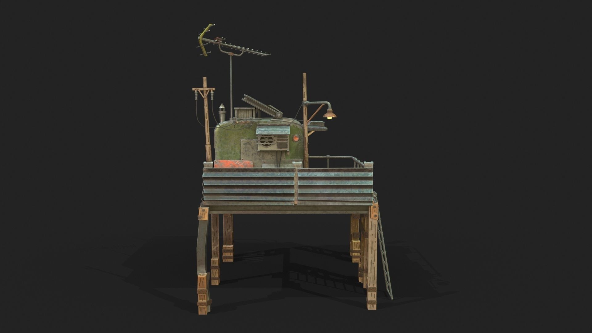 Metal Shack Low-poly 3D model_7