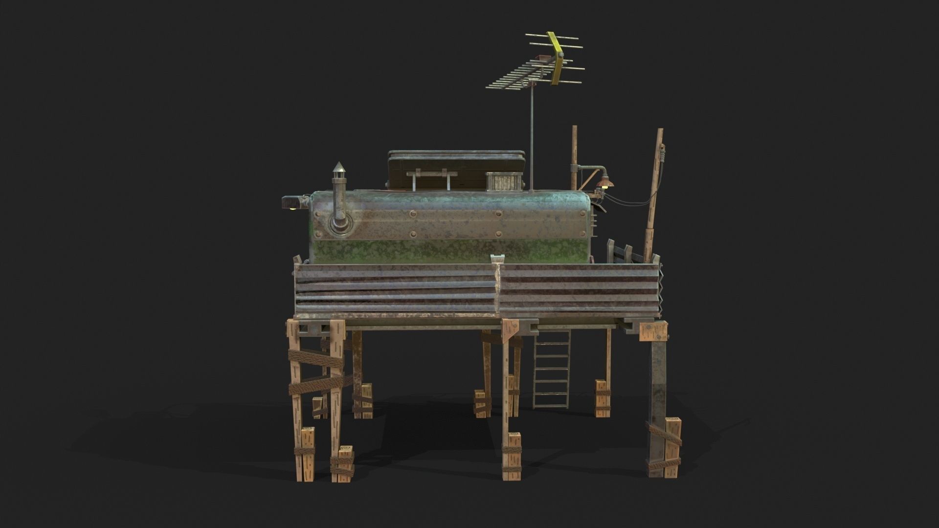 Metal Shack Low-poly 3D model_5