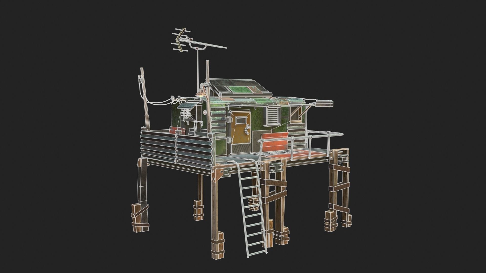 Metal Shack Low-poly 3D model_9