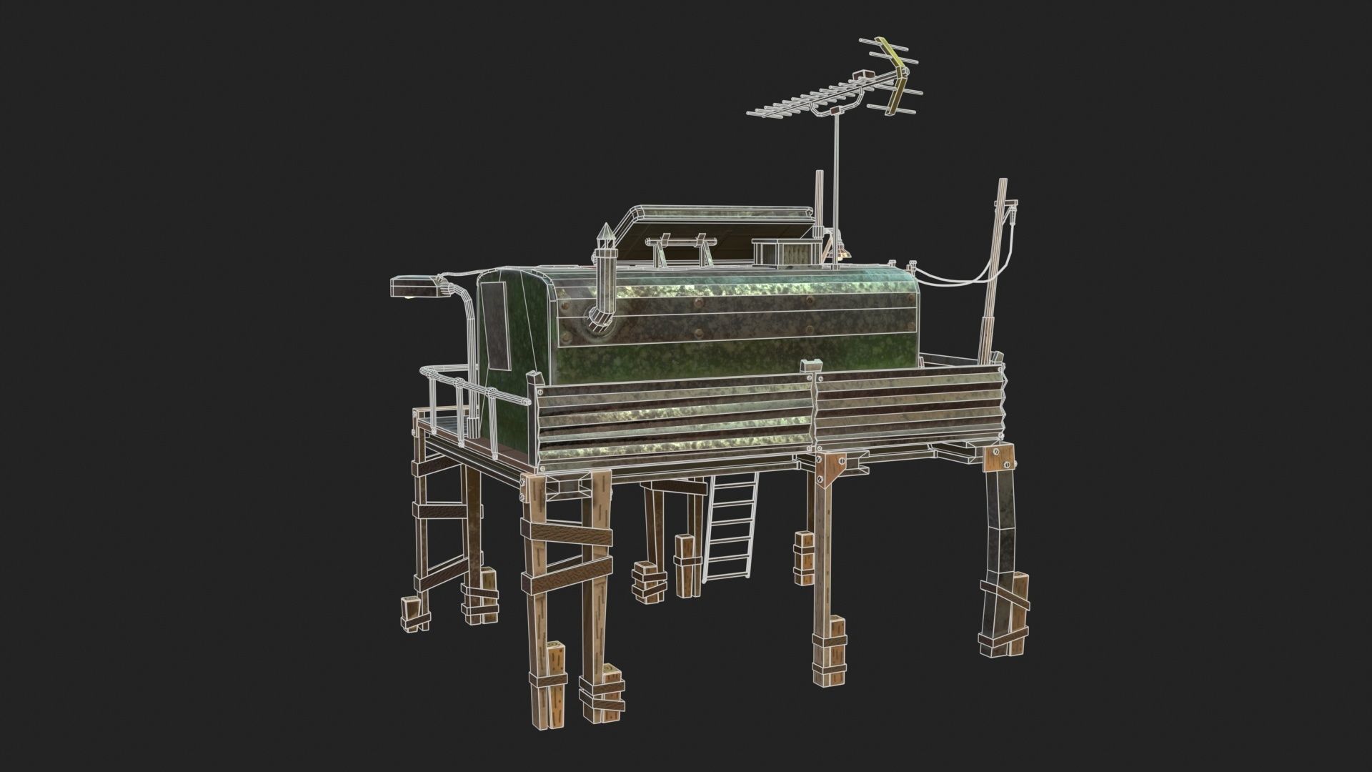 Metal Shack Low-poly 3D model_13