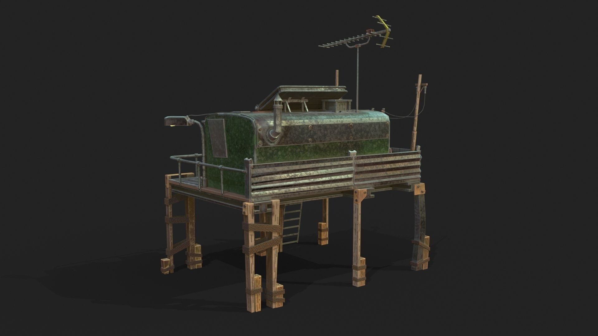 Metal Shack Low-poly 3D model_4