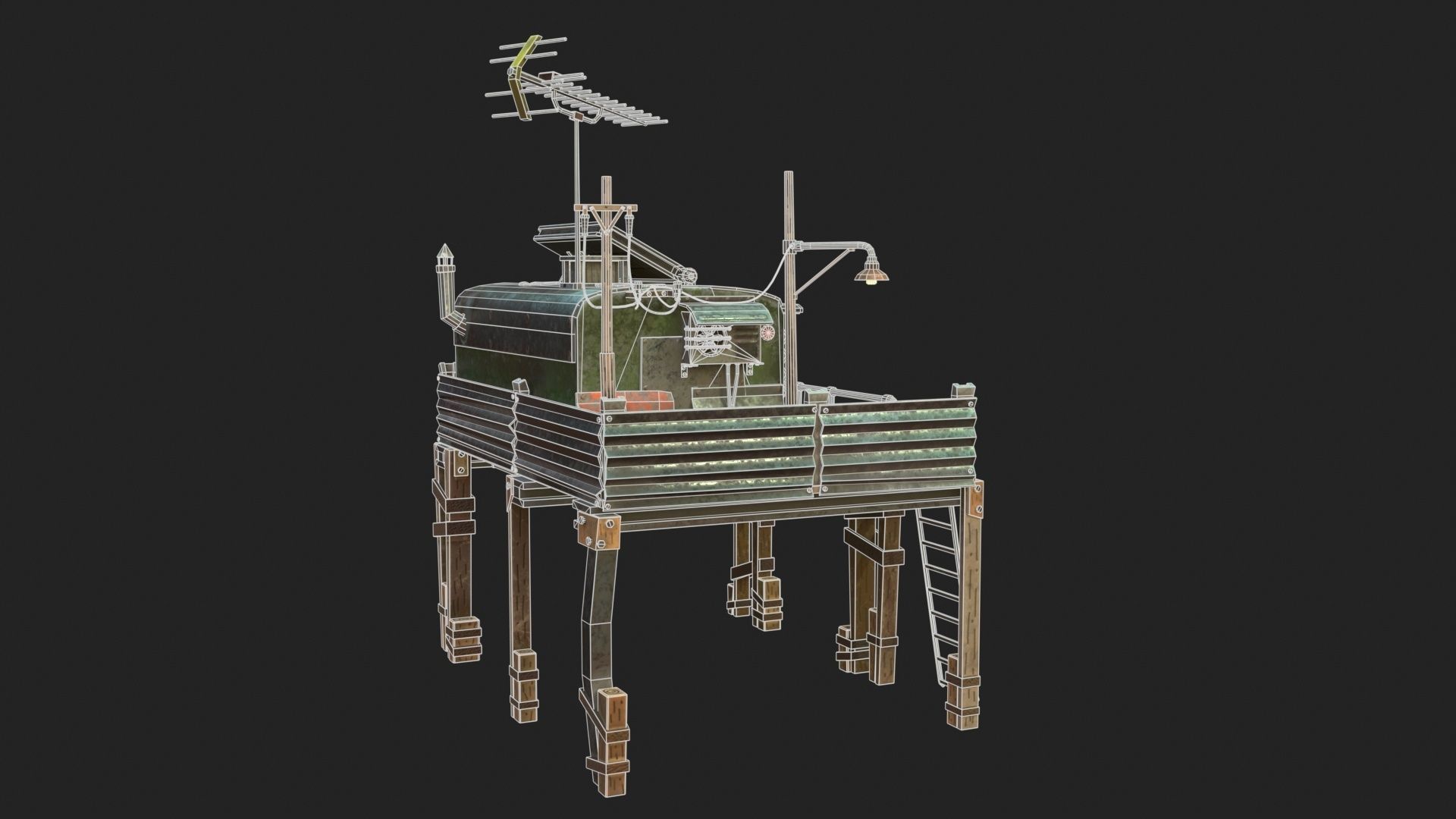 Metal Shack Low-poly 3D model_15