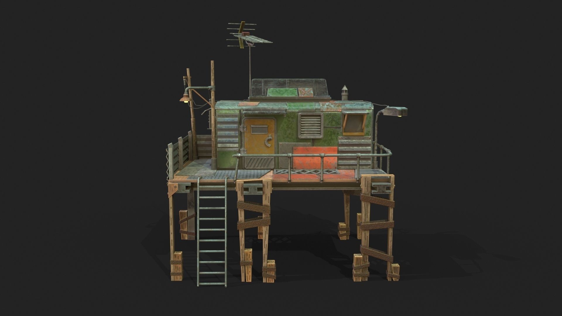 Metal Shack Low-poly 3D model_1