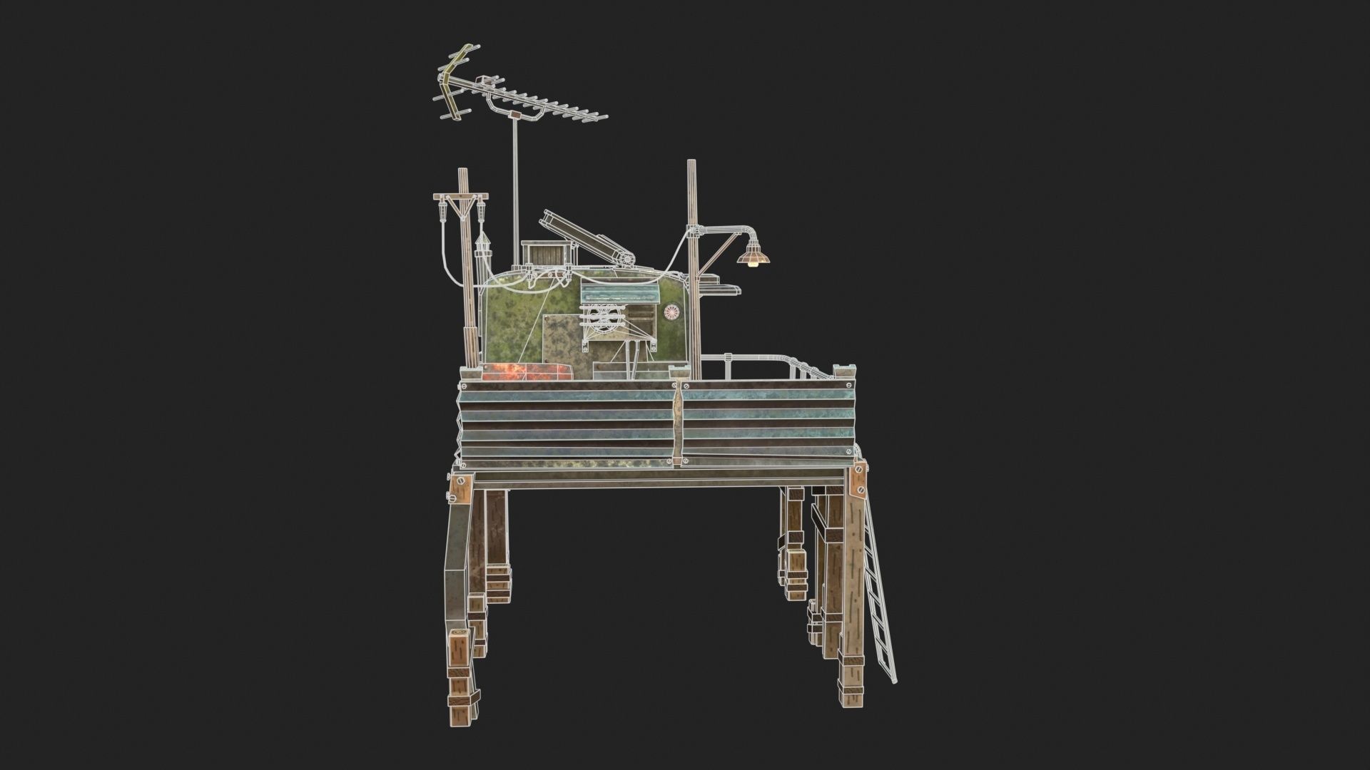 Metal Shack Low-poly 3D model_16