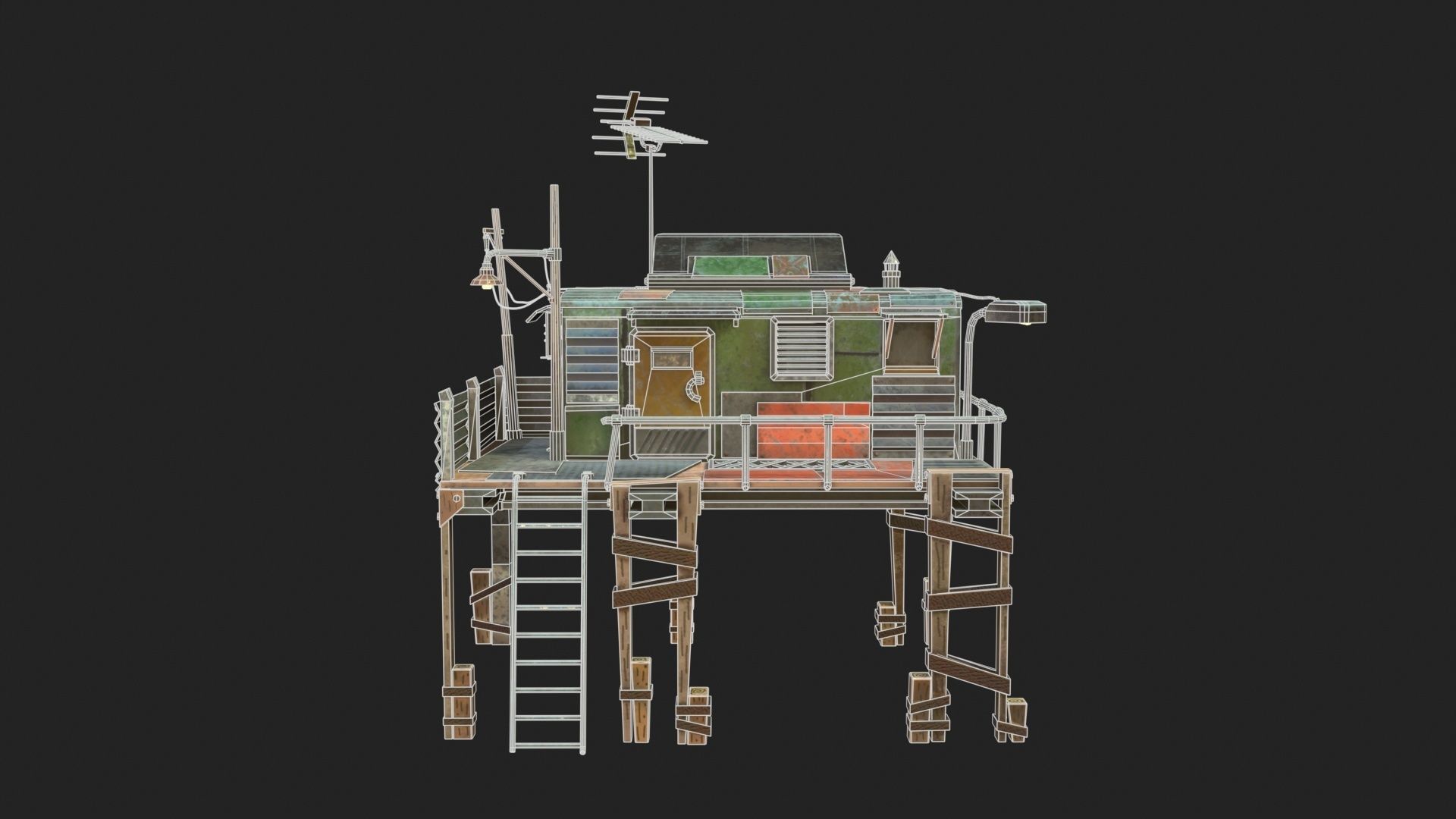 Metal Shack Low-poly 3D model_10